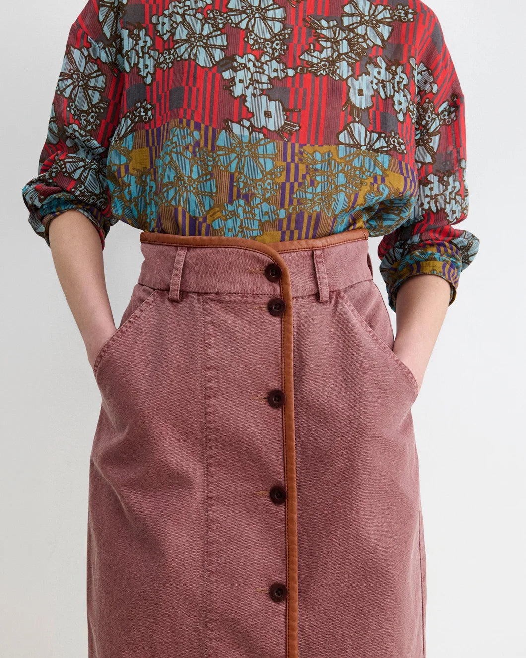 RACHEL COMEY Hanford Skirt clay on figure front detail