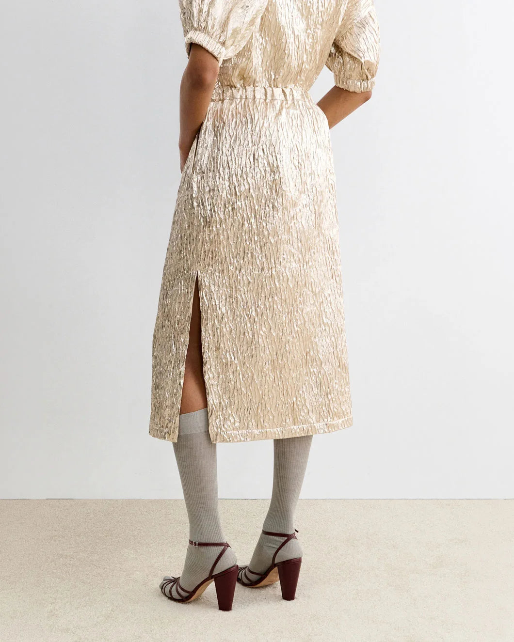 RACHEL COMEY Mott Skirt champagne on figure back
