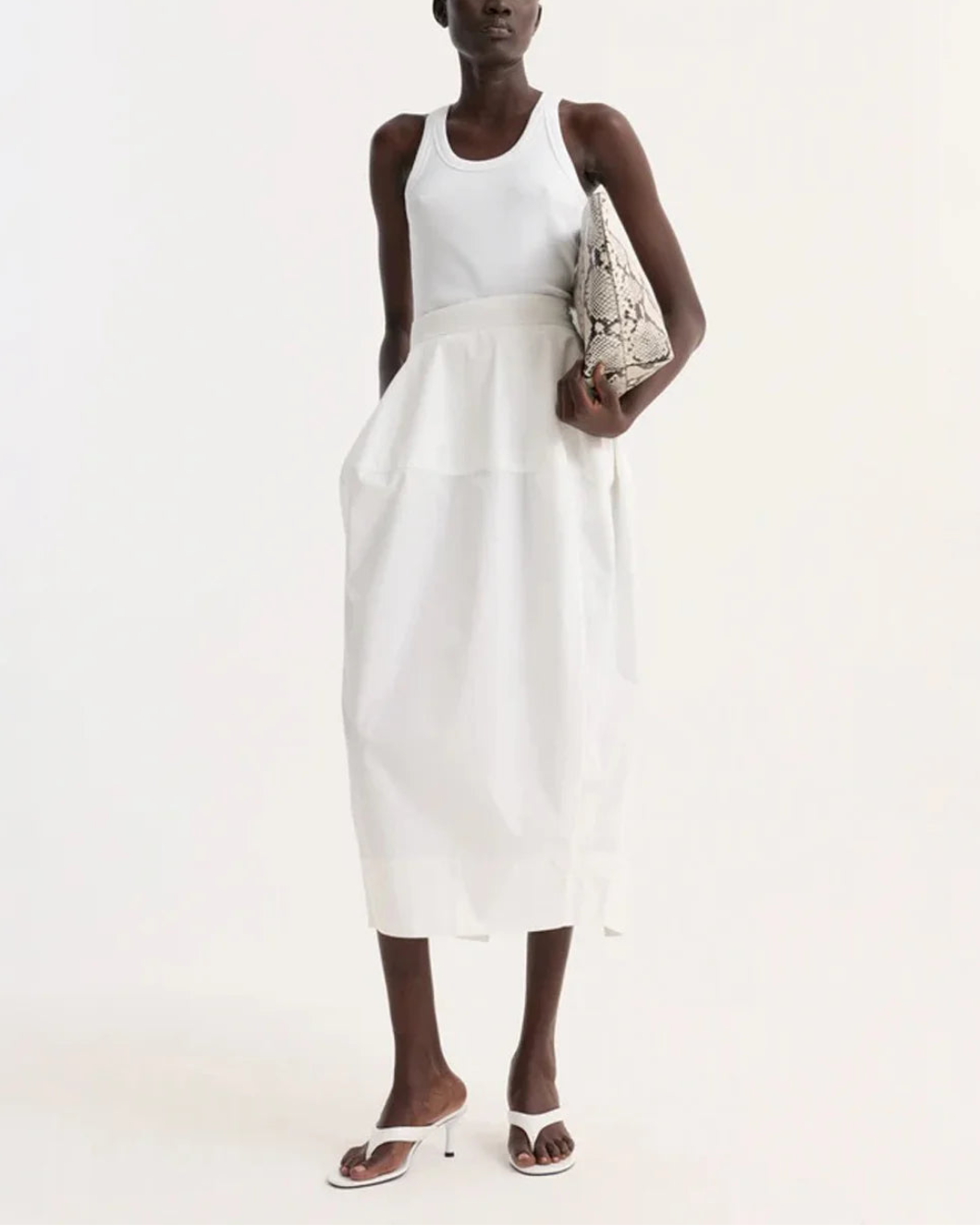 ROHE Sculptural Poplin Skirt-Optic White on figure front