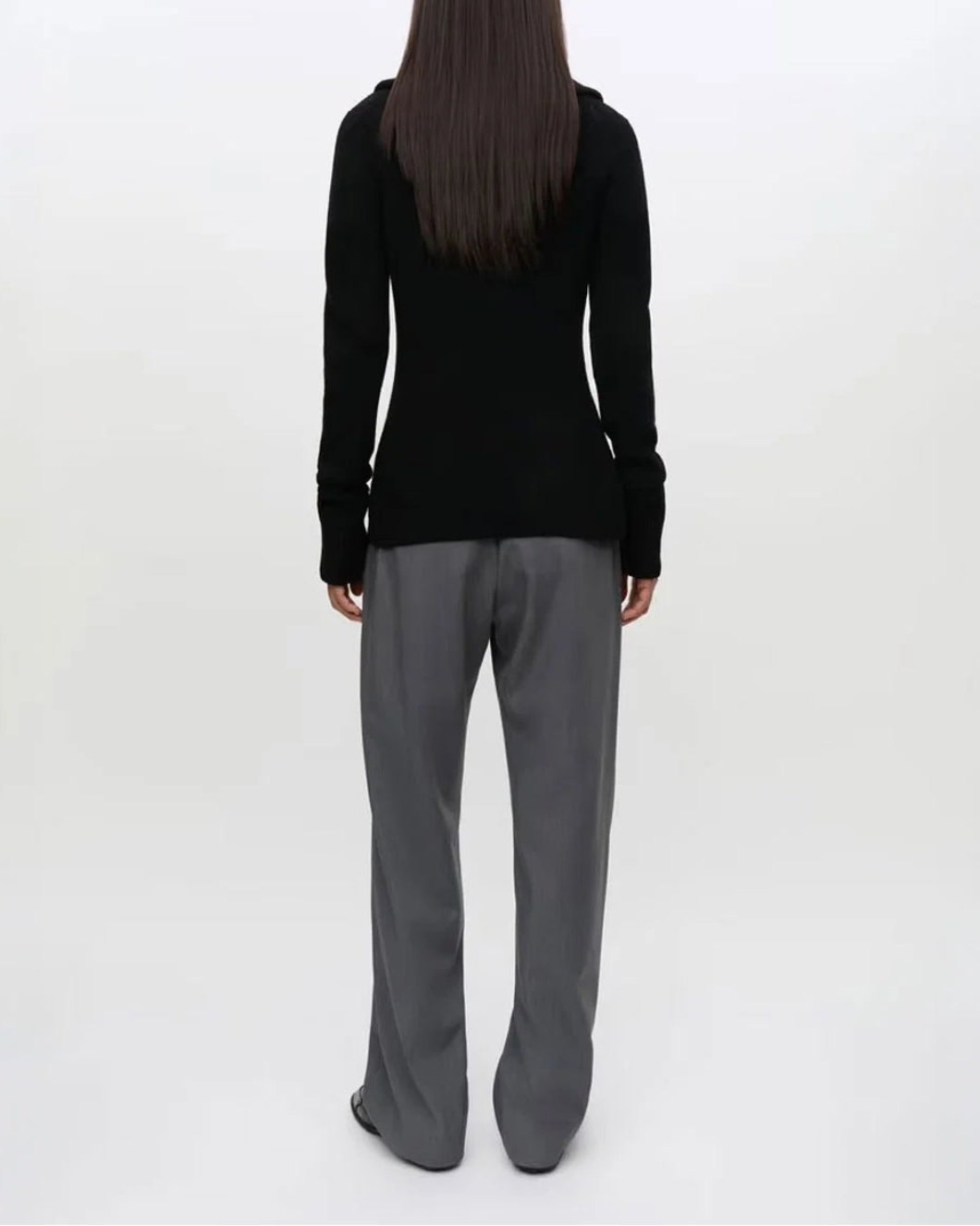 SAMSOE SAMSOE Sahoys Straight Trousers grey mel on figure back