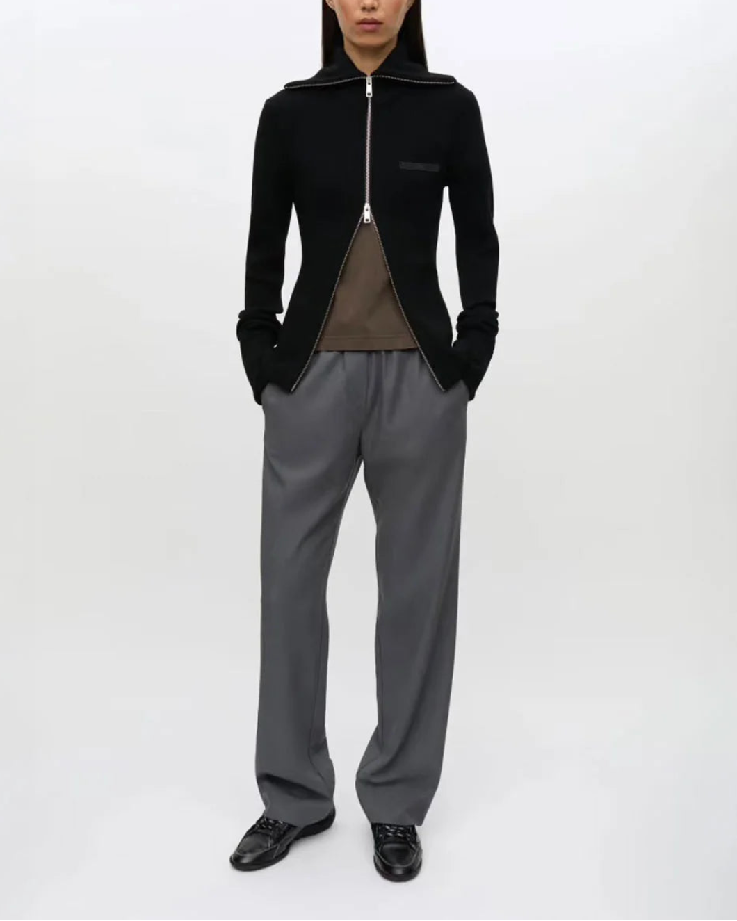 SAMSOE SAMSOE Sahoys Straight Trousers grey mel on figure front