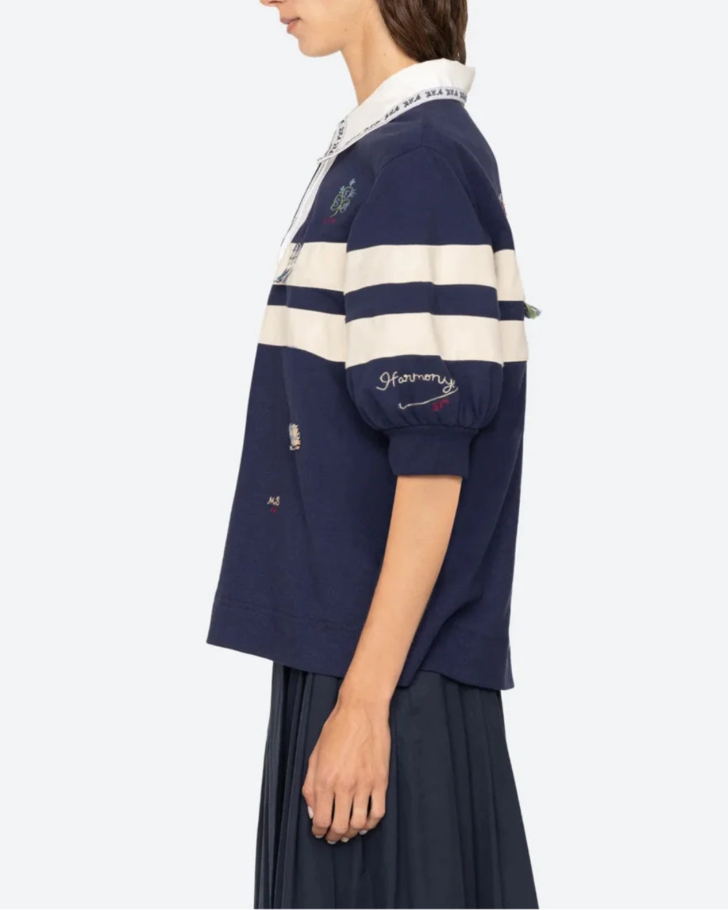 SEA NY Claira Shirt Blue/White on figure side
