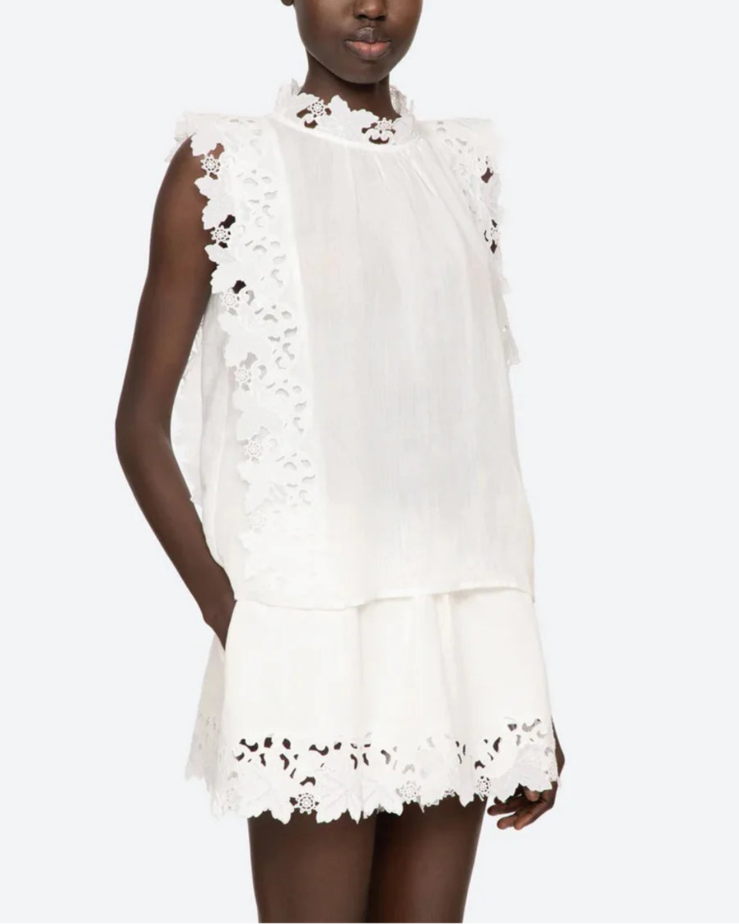 SEA NY Eleannora top white on figure front 2