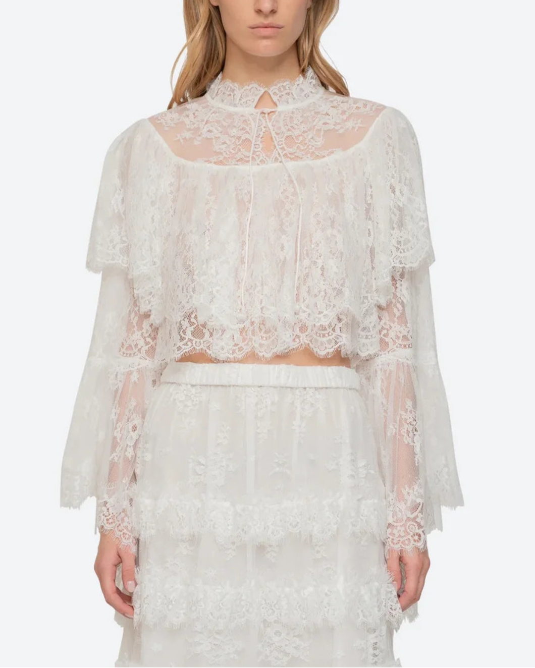 SEA NY holden blouse lace white on figure front