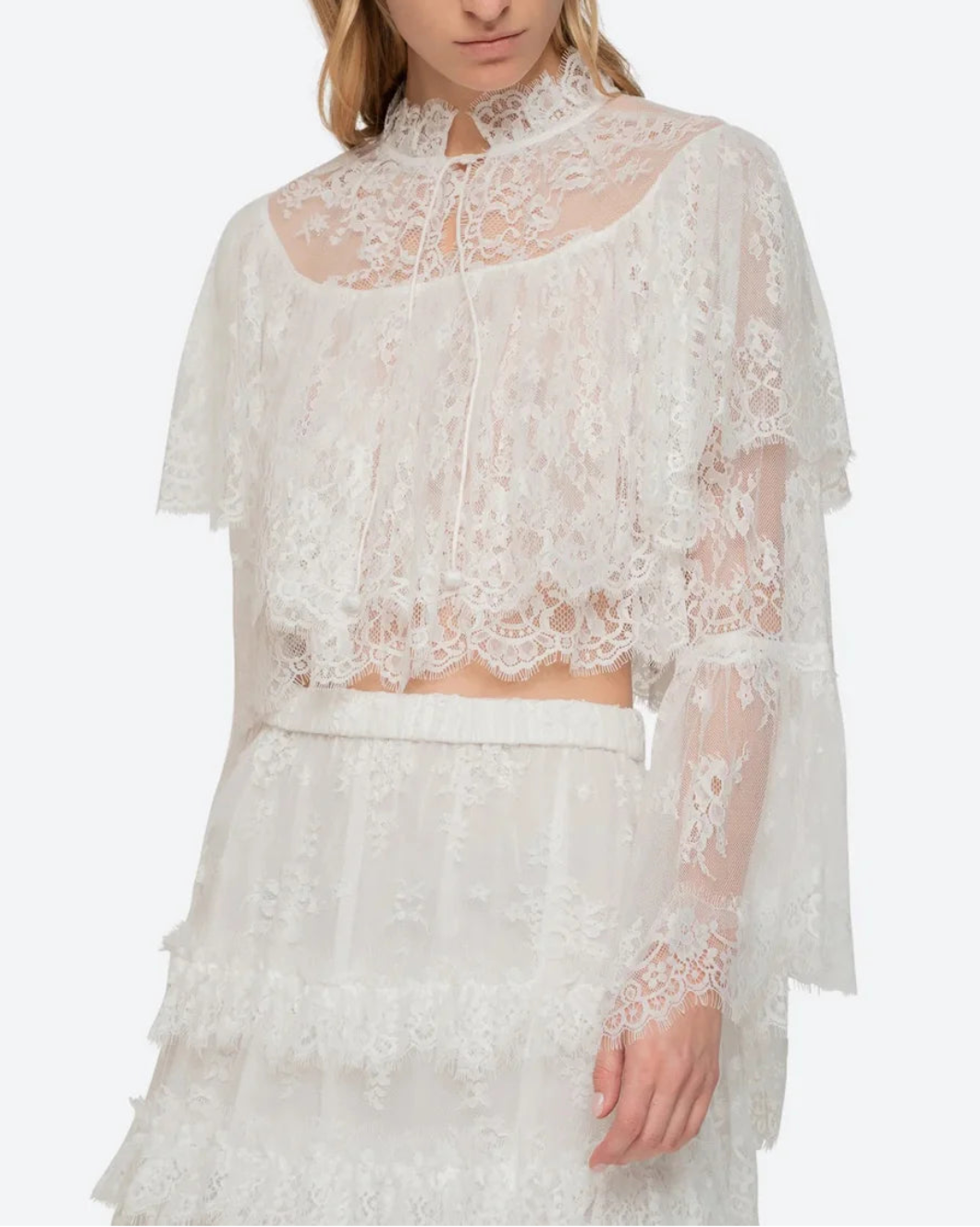 SEA NY holden blouse lace white on figure  front 2