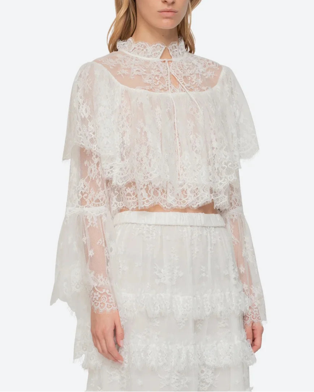 SEA NY holden blouse lace white on figure  front 1