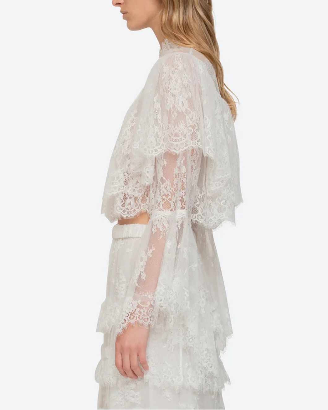 SEA NY holden blouse lace white on figure  side