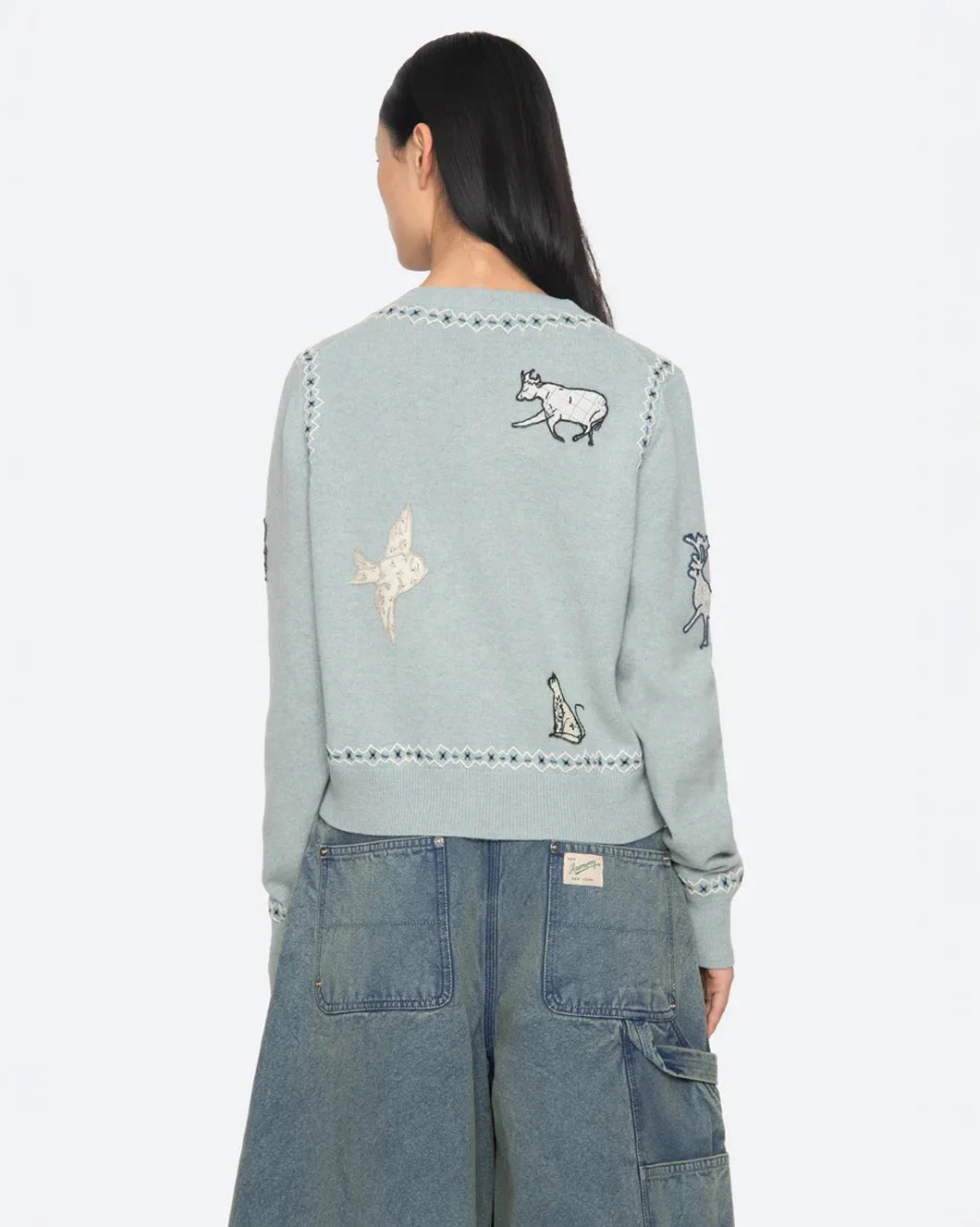 SEA NY Winslow Cardigan blue on figure back