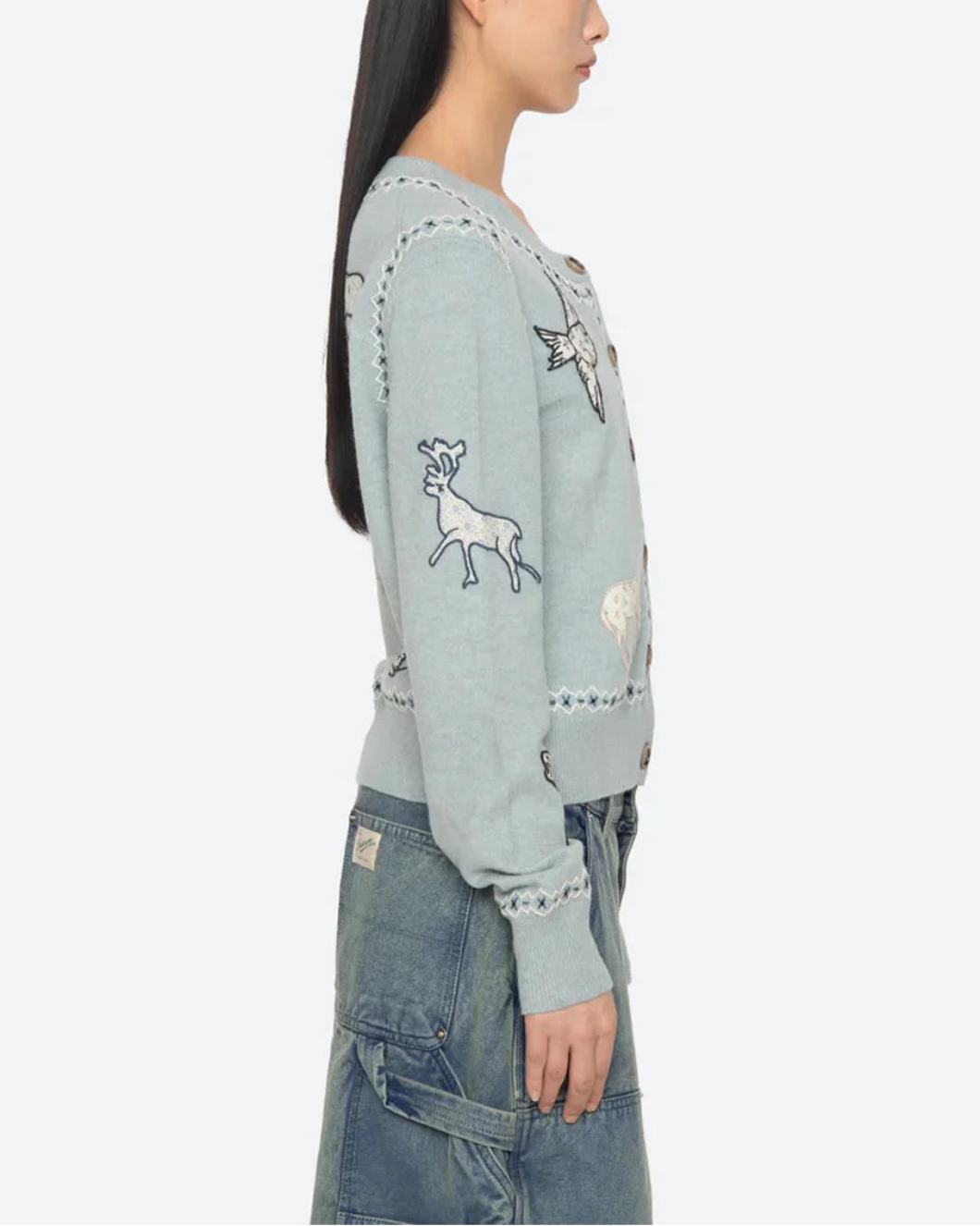 SEA NY Winslow Cardigan blue on figure side