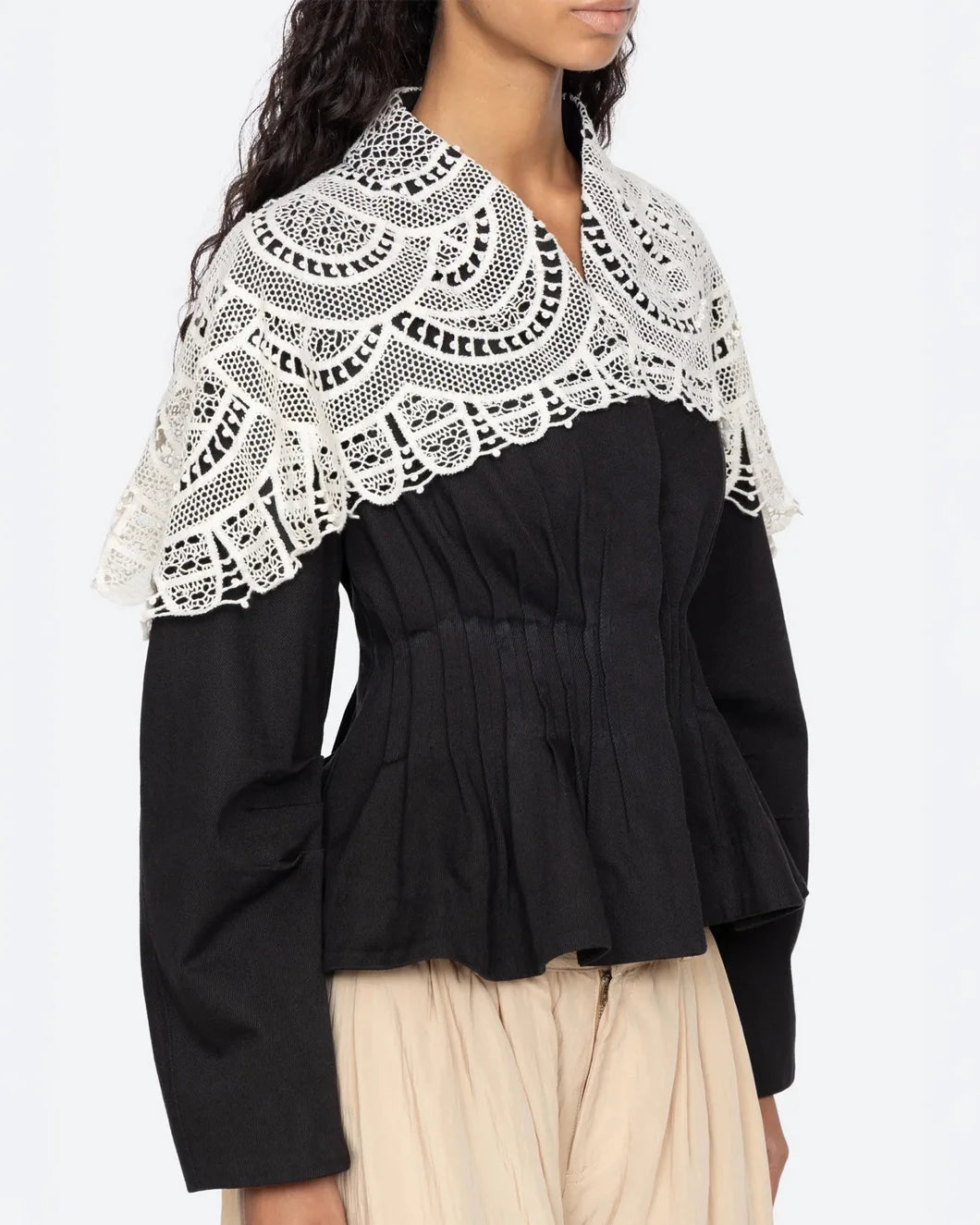 SEA NY alina jacket black on figure side detail