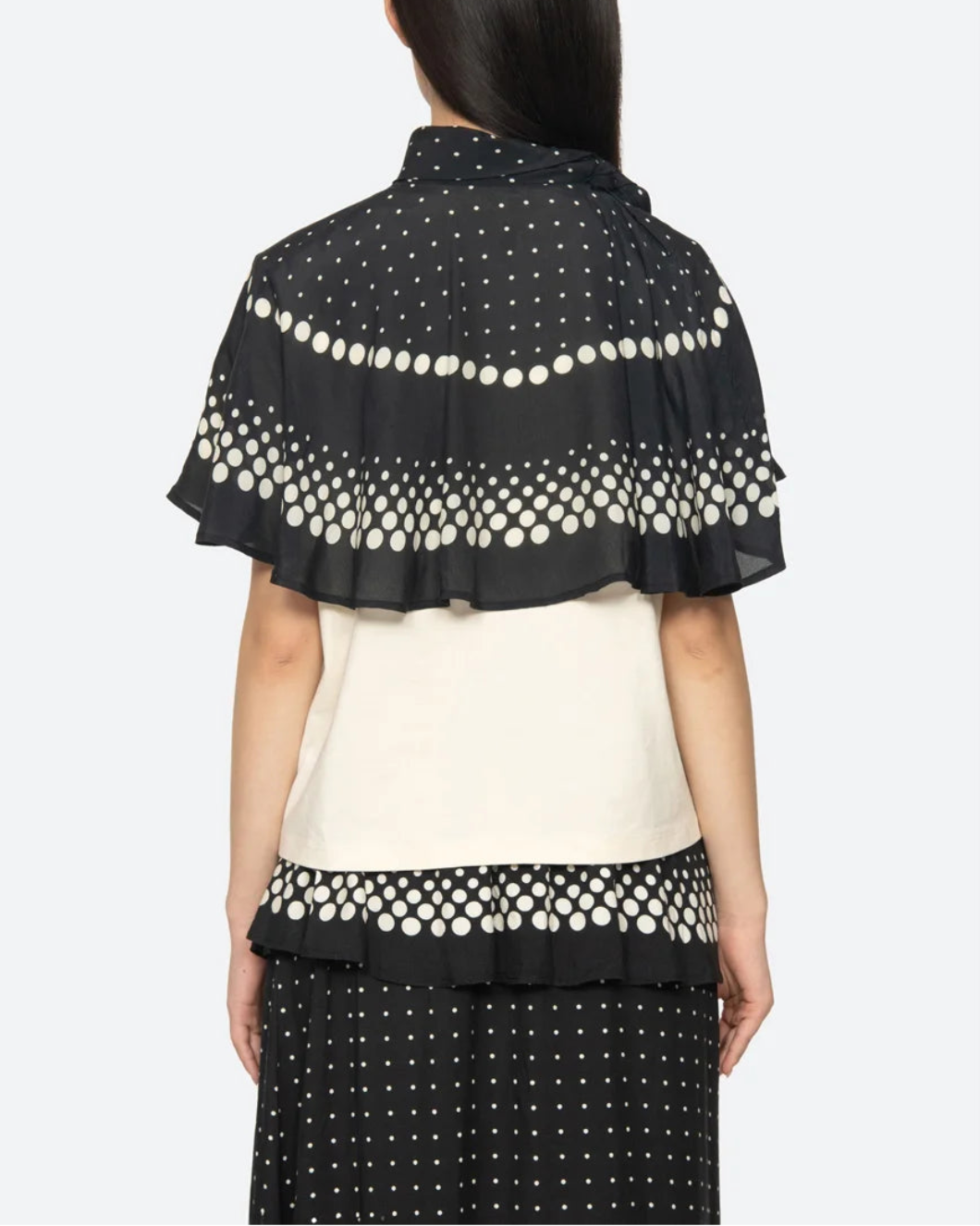 SEA NY Elly Polka Print Cape T-Shirt on figure back