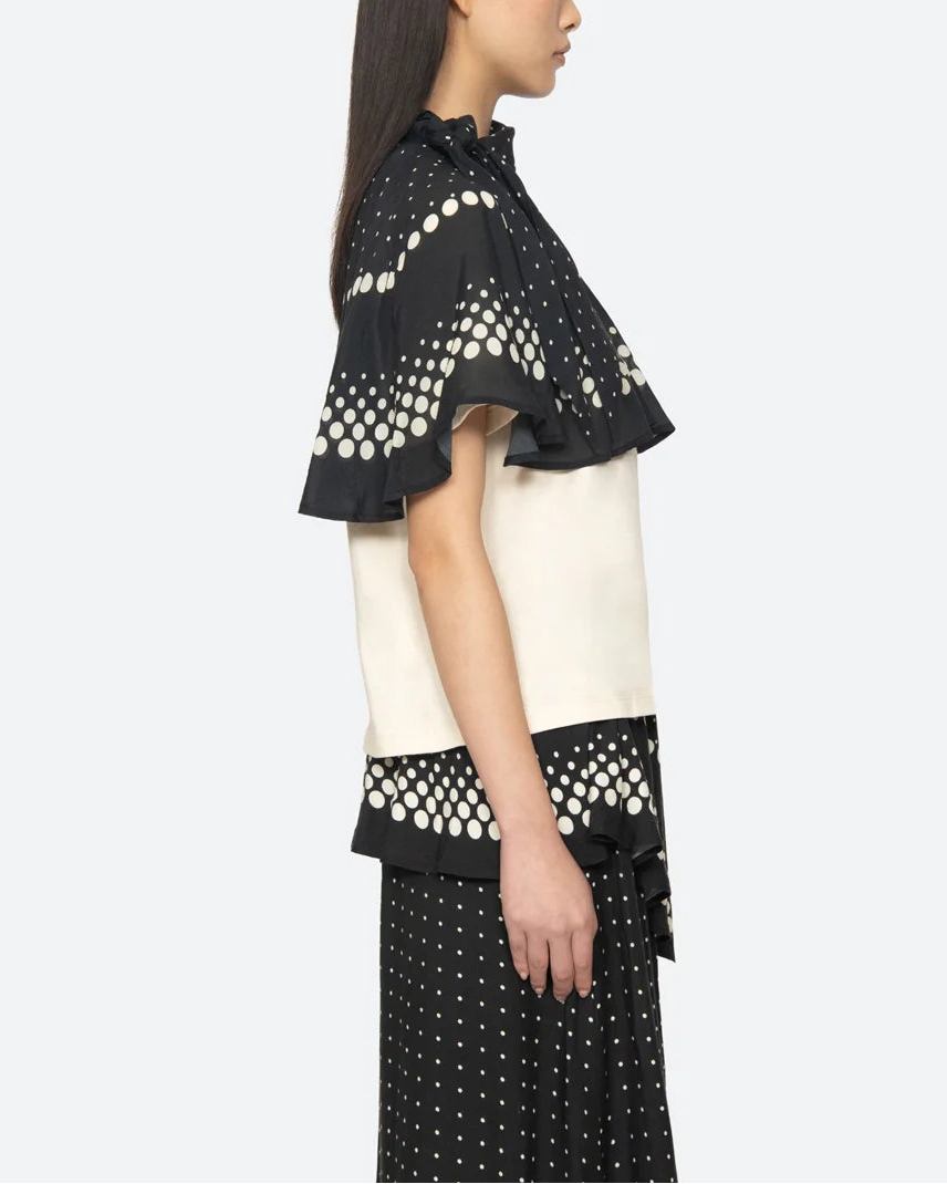 SEA NY Elly Polka Print Cape T-Shirt on figure side 1