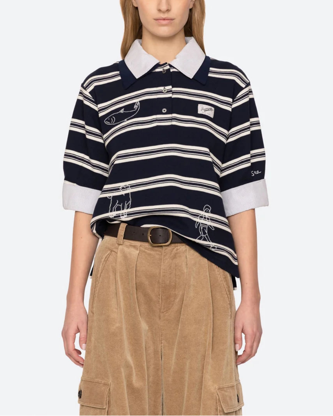 SEA NY Mina Double Layer Polo on figure front 