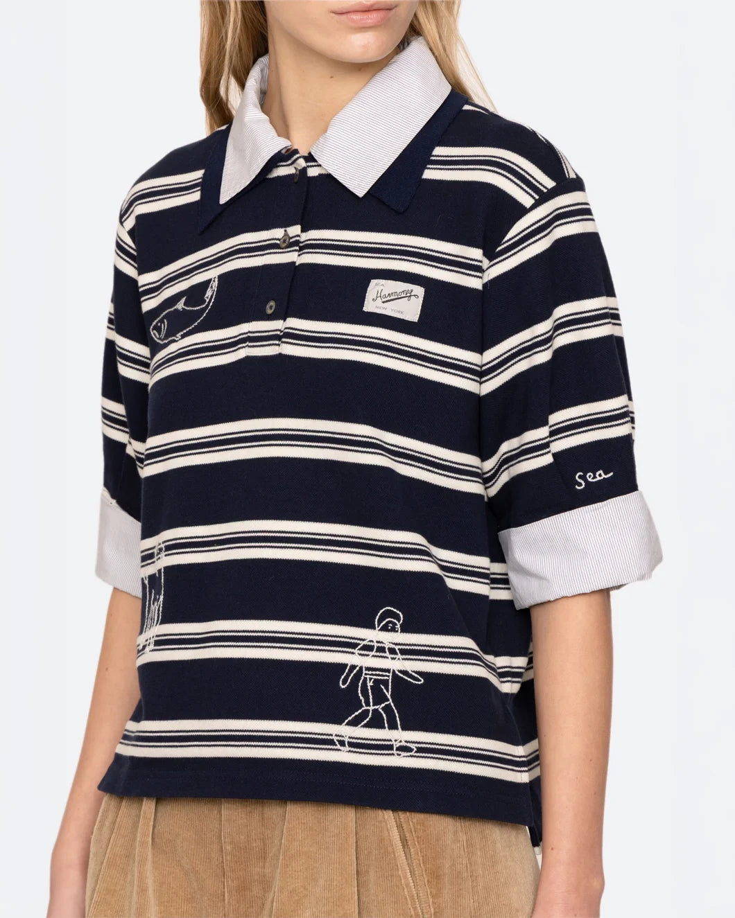 SEA NY Mina Double Layer Polo on figure front detail
