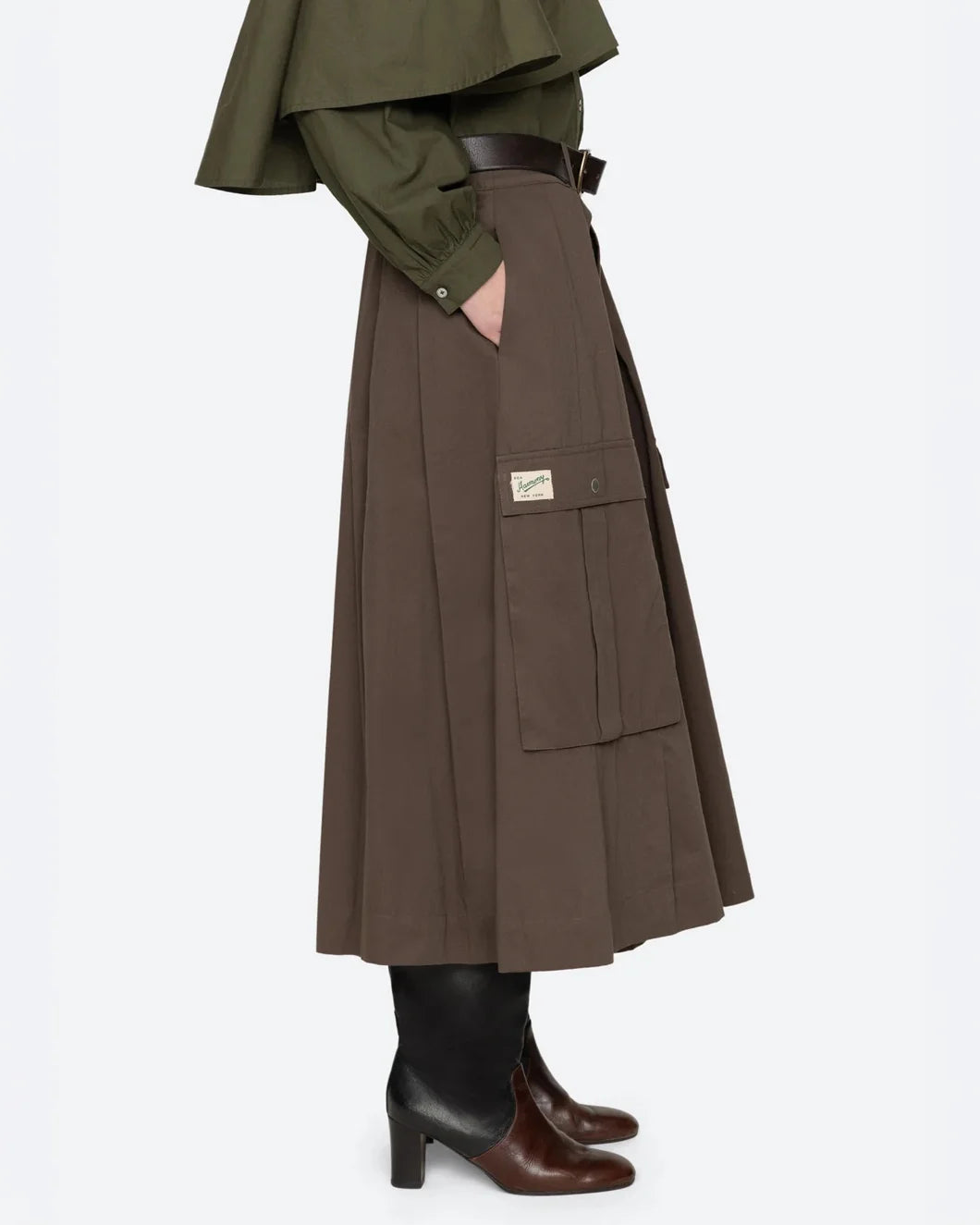 SEA NY Tristan Solid Pleated Culotte on figure side