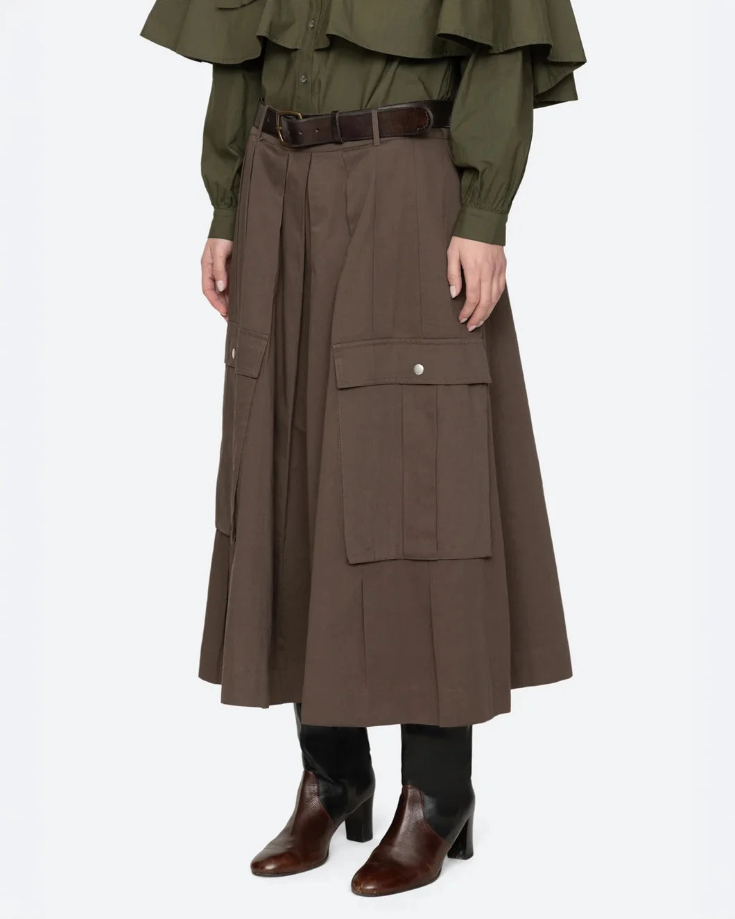 SEA NY Tristan Solid Pleated Culotte on figure side 1