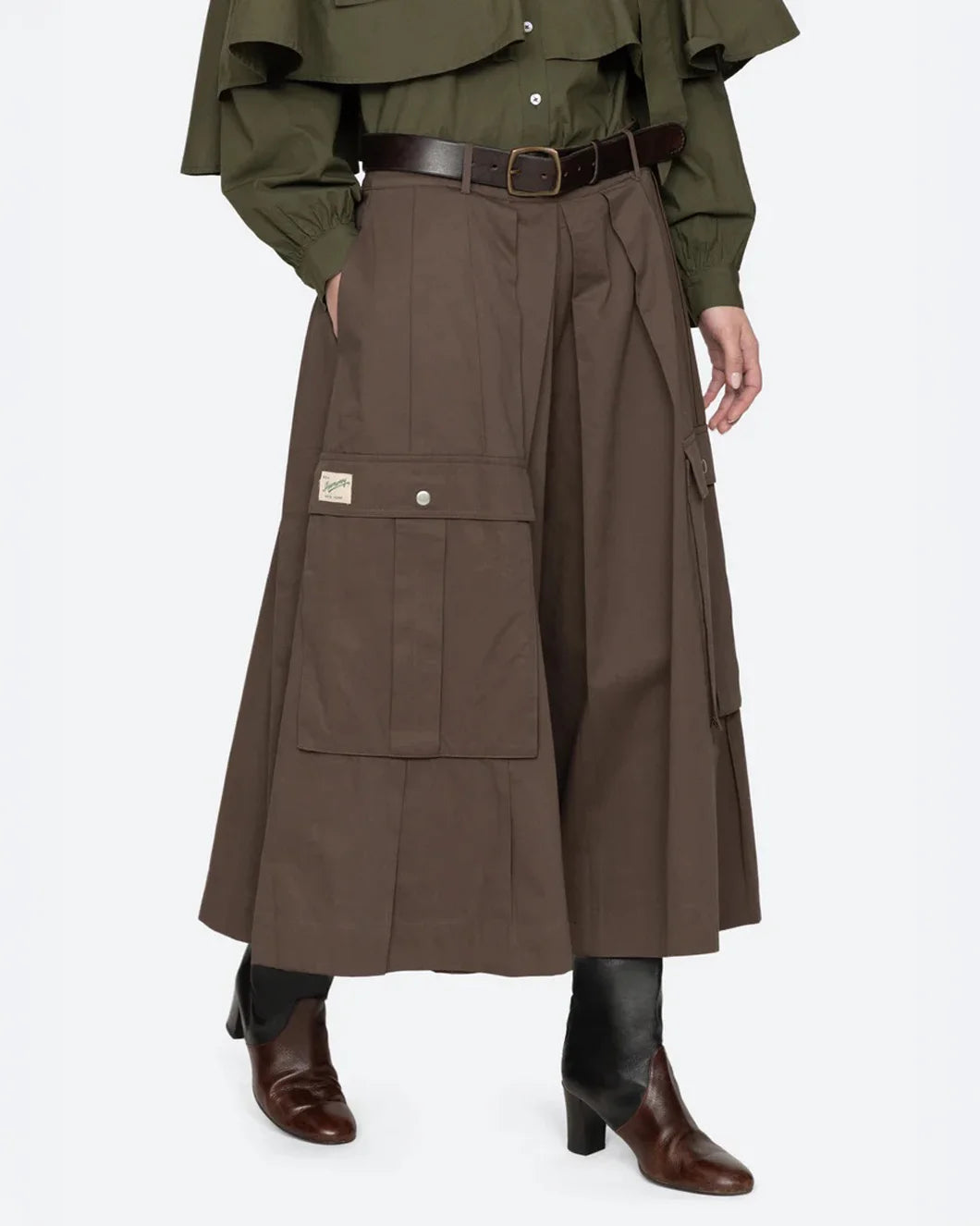 SEA NY Tristan Solid Pleated Culotte on figure side 2