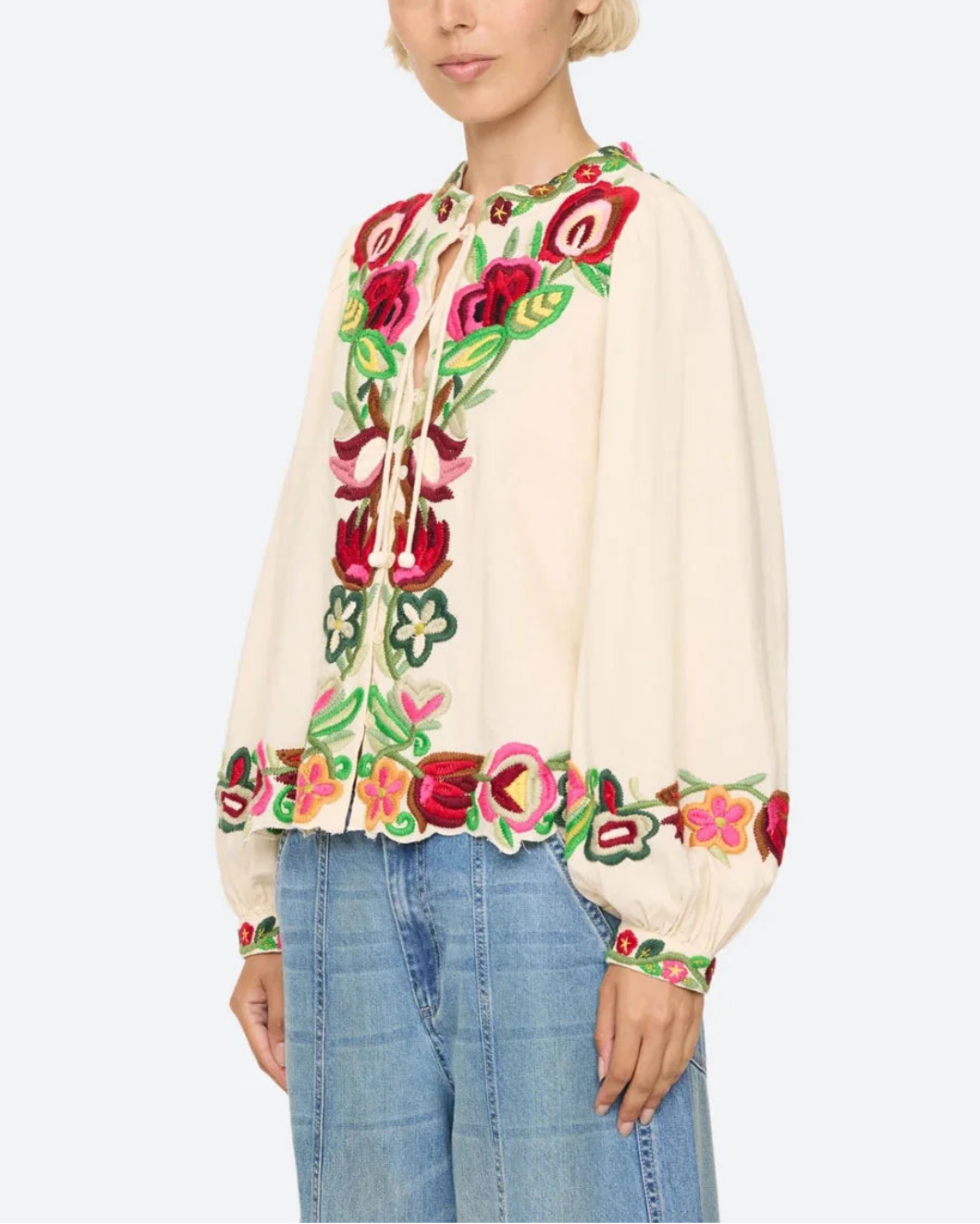 SEA NY Wilhelmina Long Sleeve Top on figure side 1