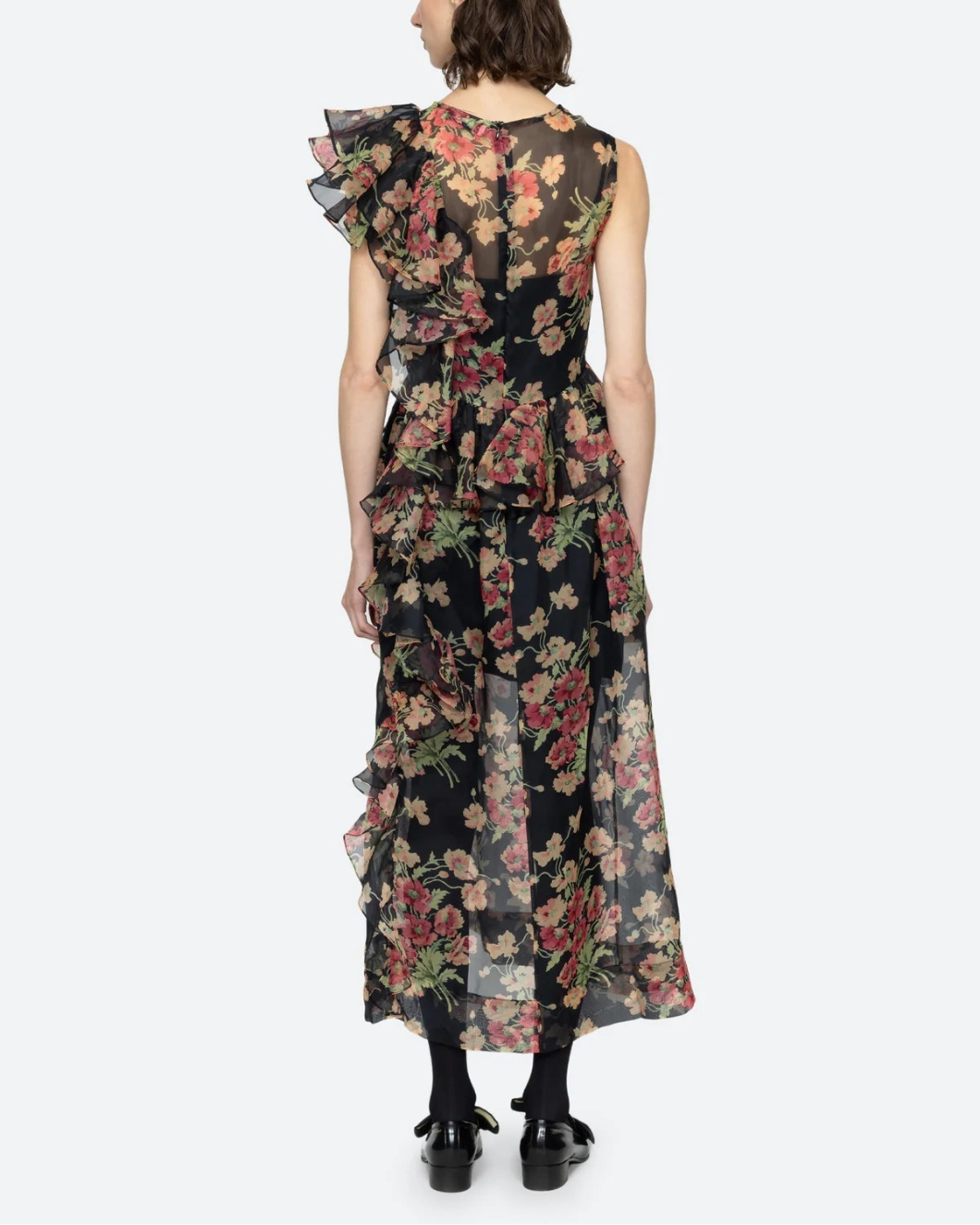SEA NY cornelia midi dress floral on figure back