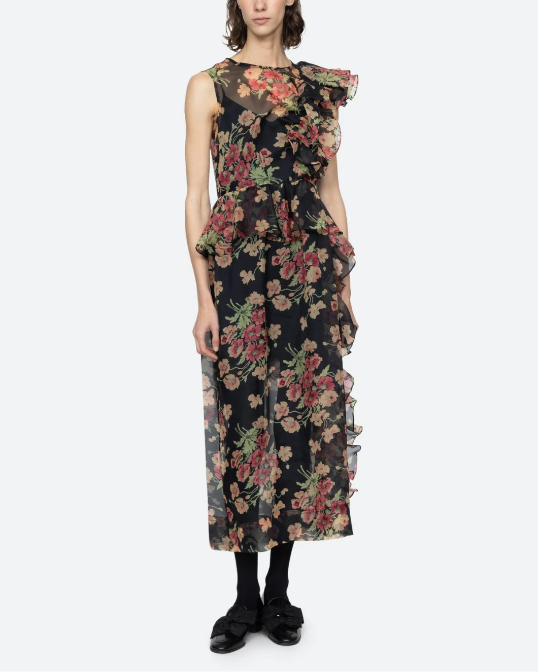 SEA NY cornelia midi dress floral on figure front