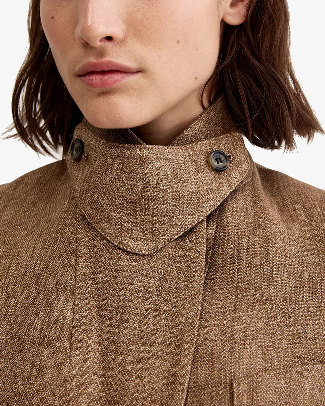 SMYTHE tailored boyfriend blazer burlap on figure front detail