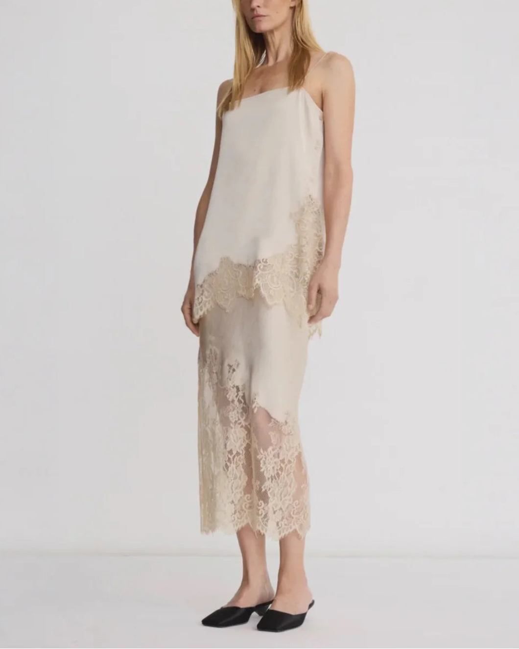 SMYTHE Lingerie Slip Skirt on figure side