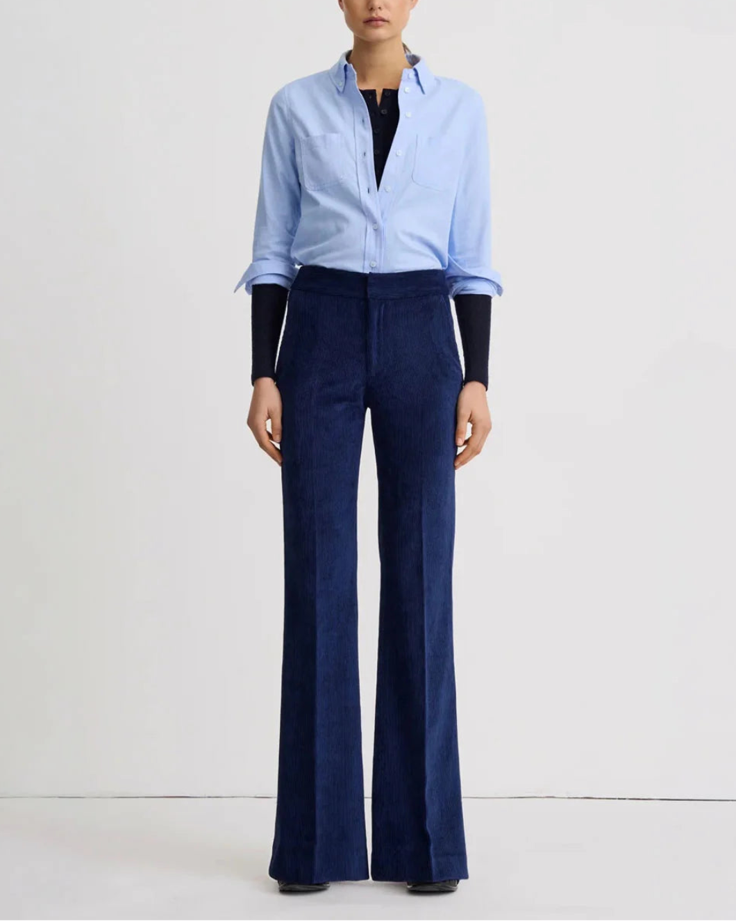  SMYTHE Wide Leg Trouser Sapphire on figure front