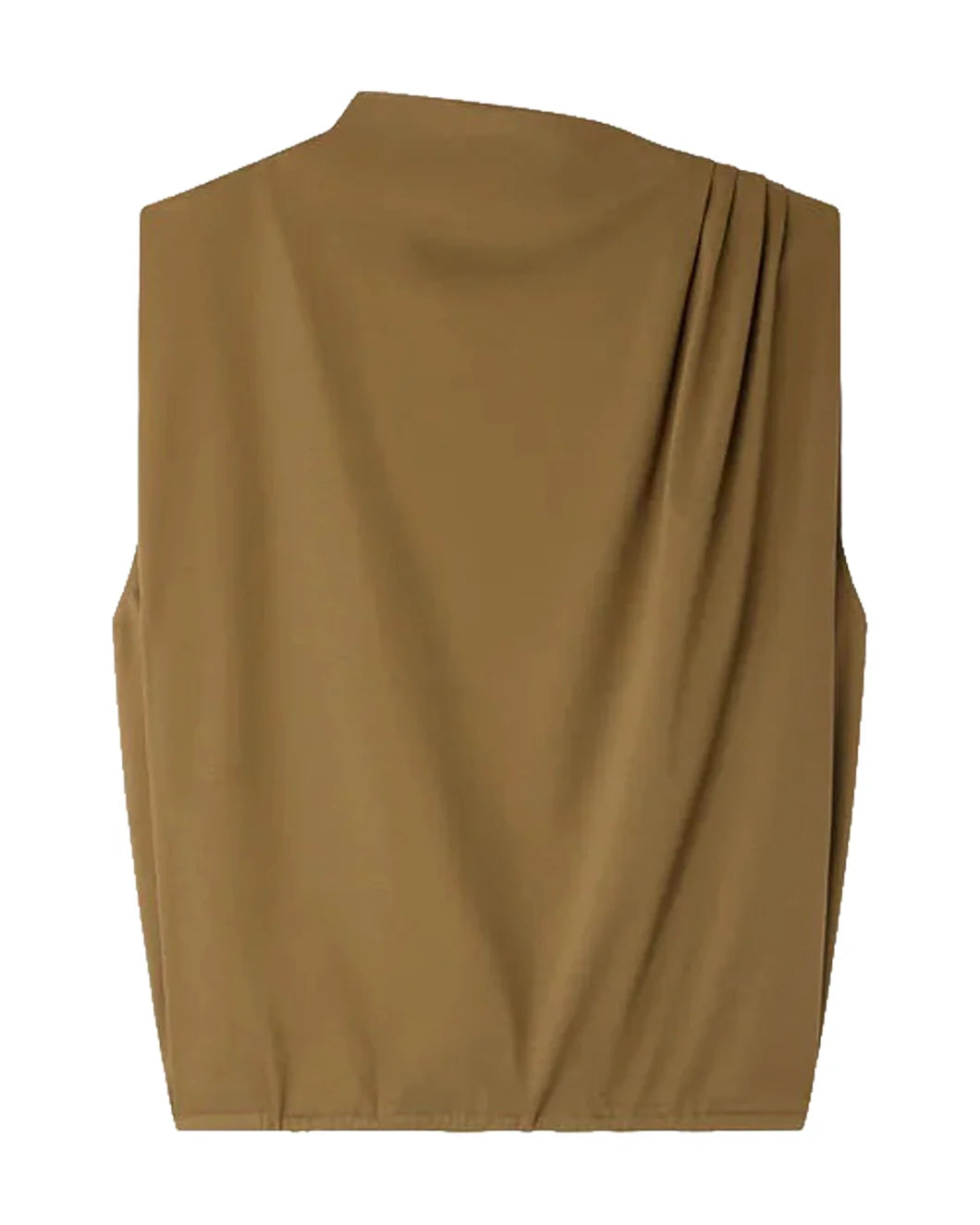 SOEUR idris oversized sleeveless top beige green front isolated