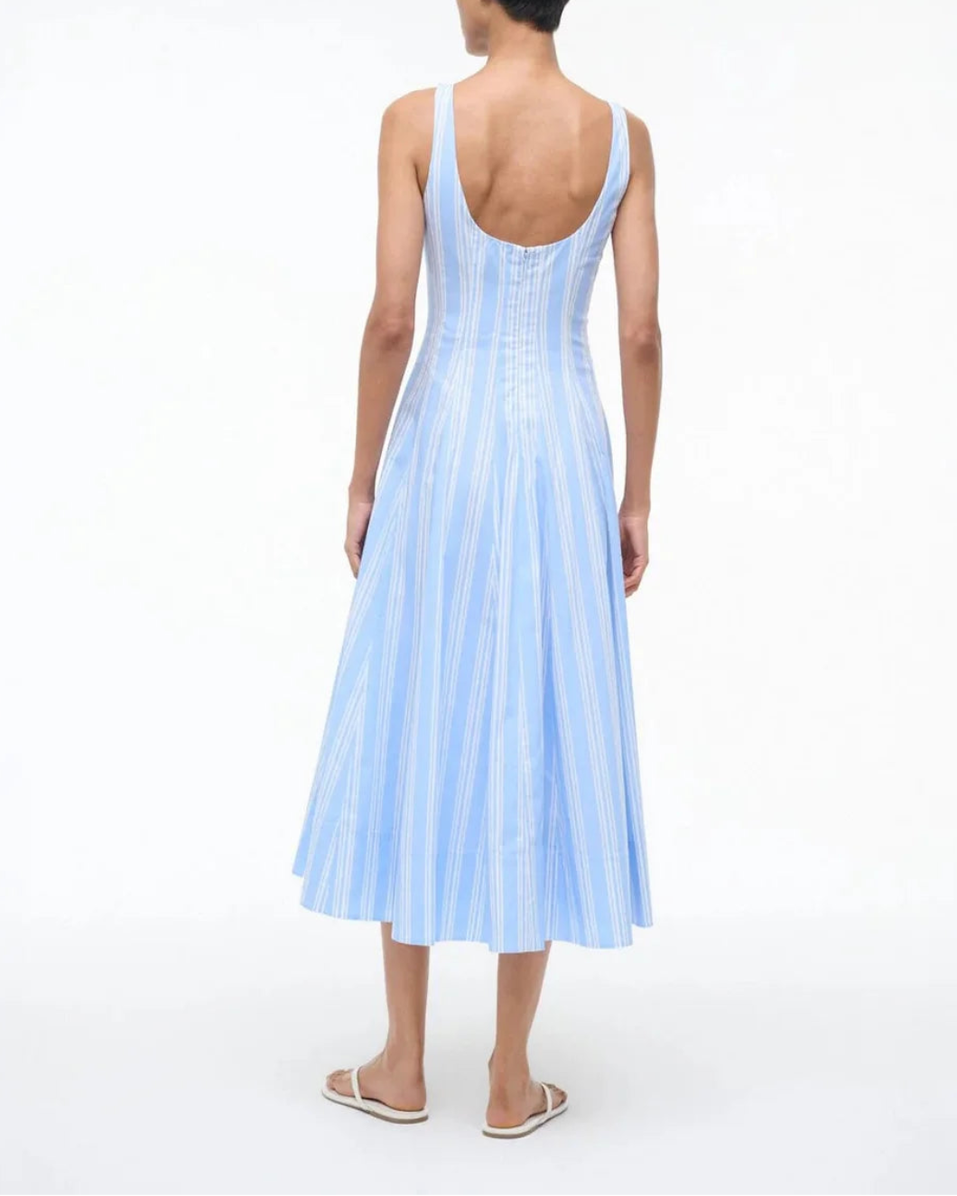 STAUD Wells Dress Ventura Striped on figure back