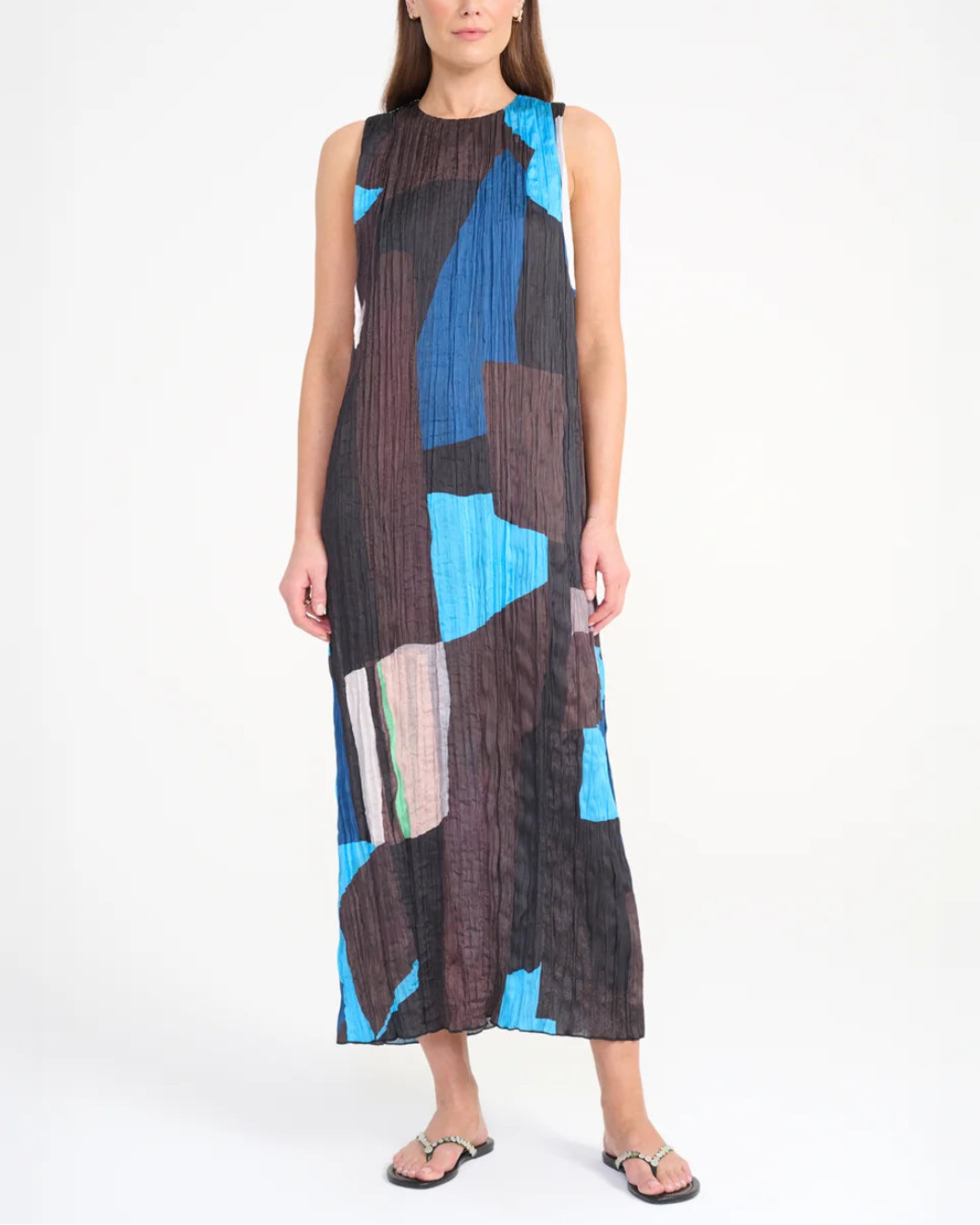 STAUD mizu dress brown on figure front