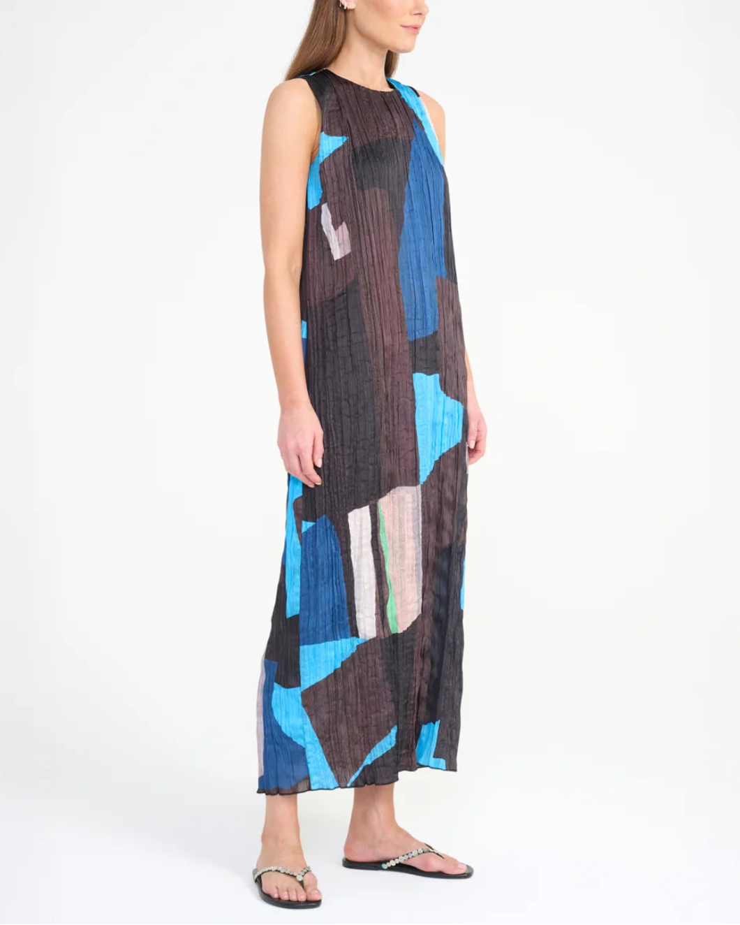 STAUD mizu dress brown on figure side