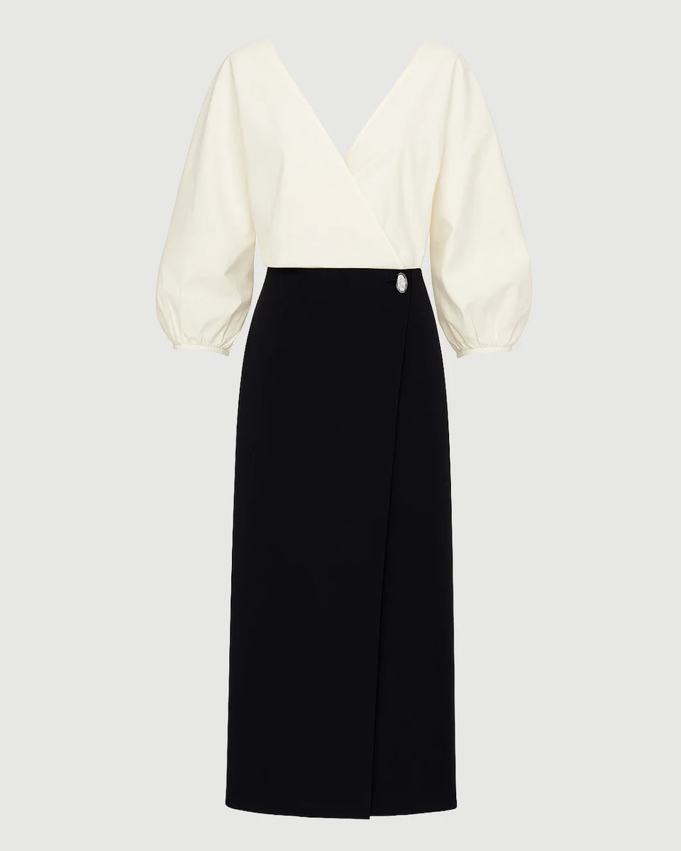 STAUD, Orion Dress in Ivory Black, Size 0