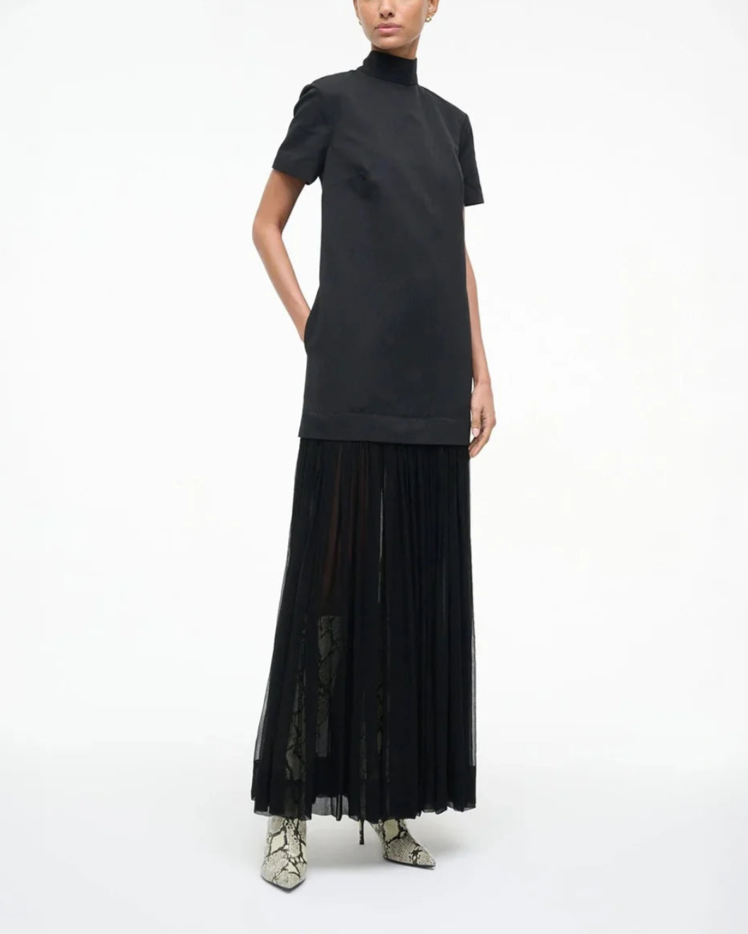 STAUD pia dress black on figure front