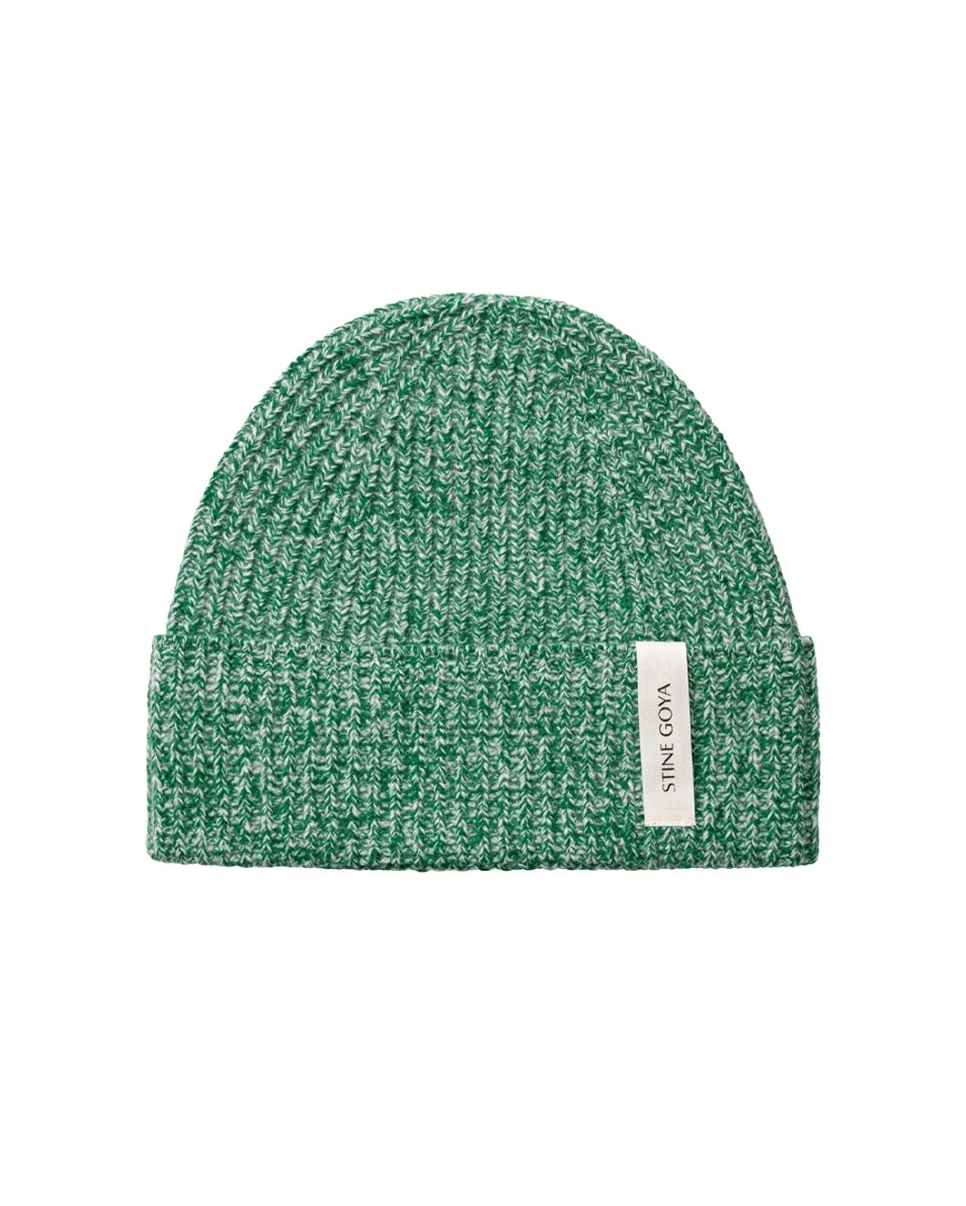 STINE GOYA wool beanie green front isolated