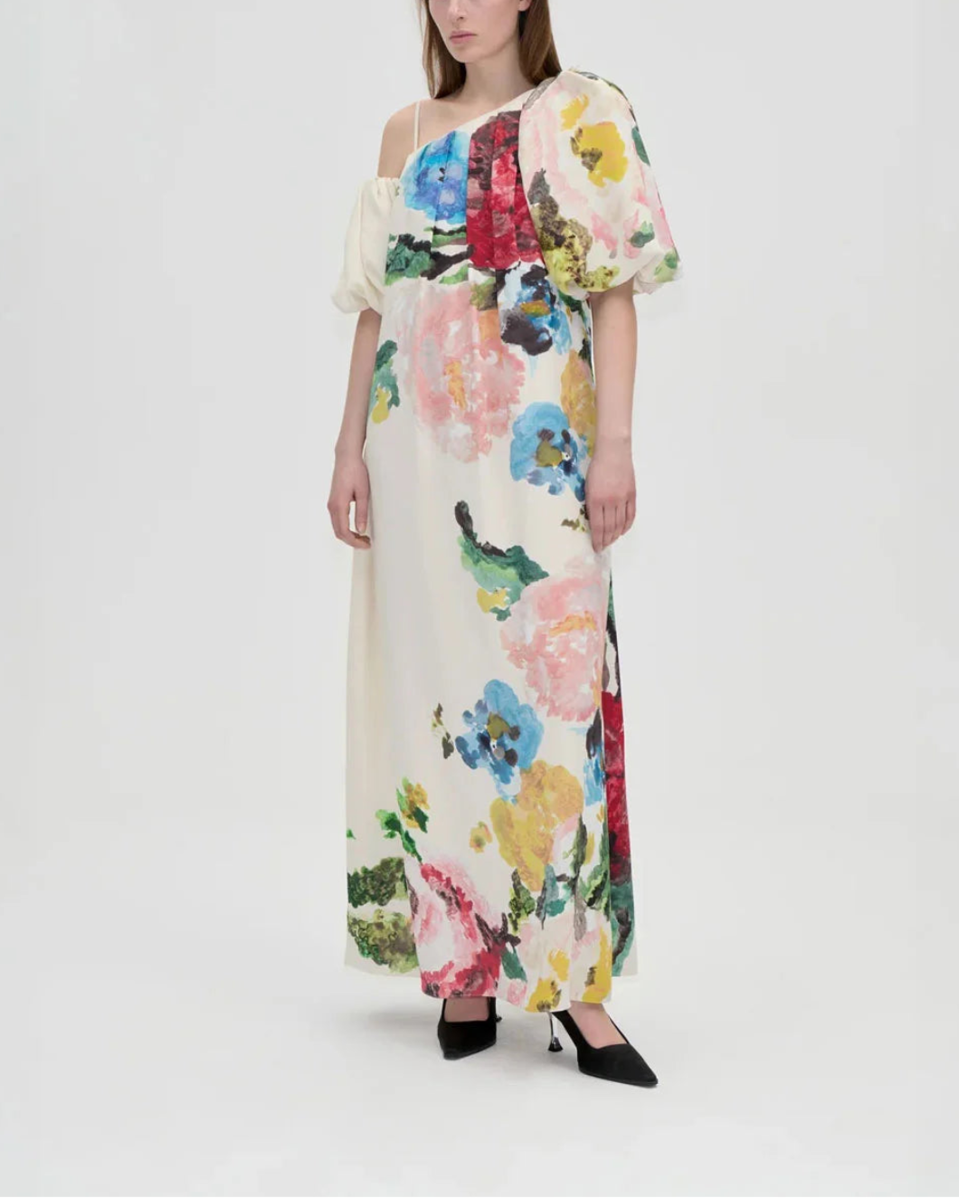 STINE GOYA Dropped Shoulder Dress ephemeral bloom on figure front