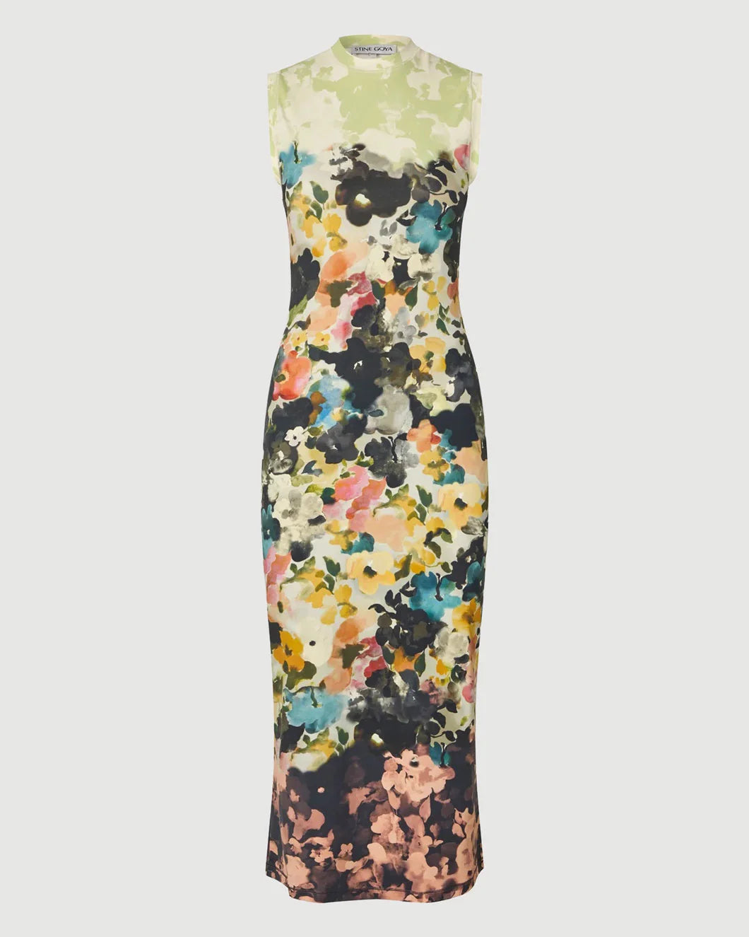 STINE GOYA Elastic Tank Crewneck Dress Echoes in Flowers isolated