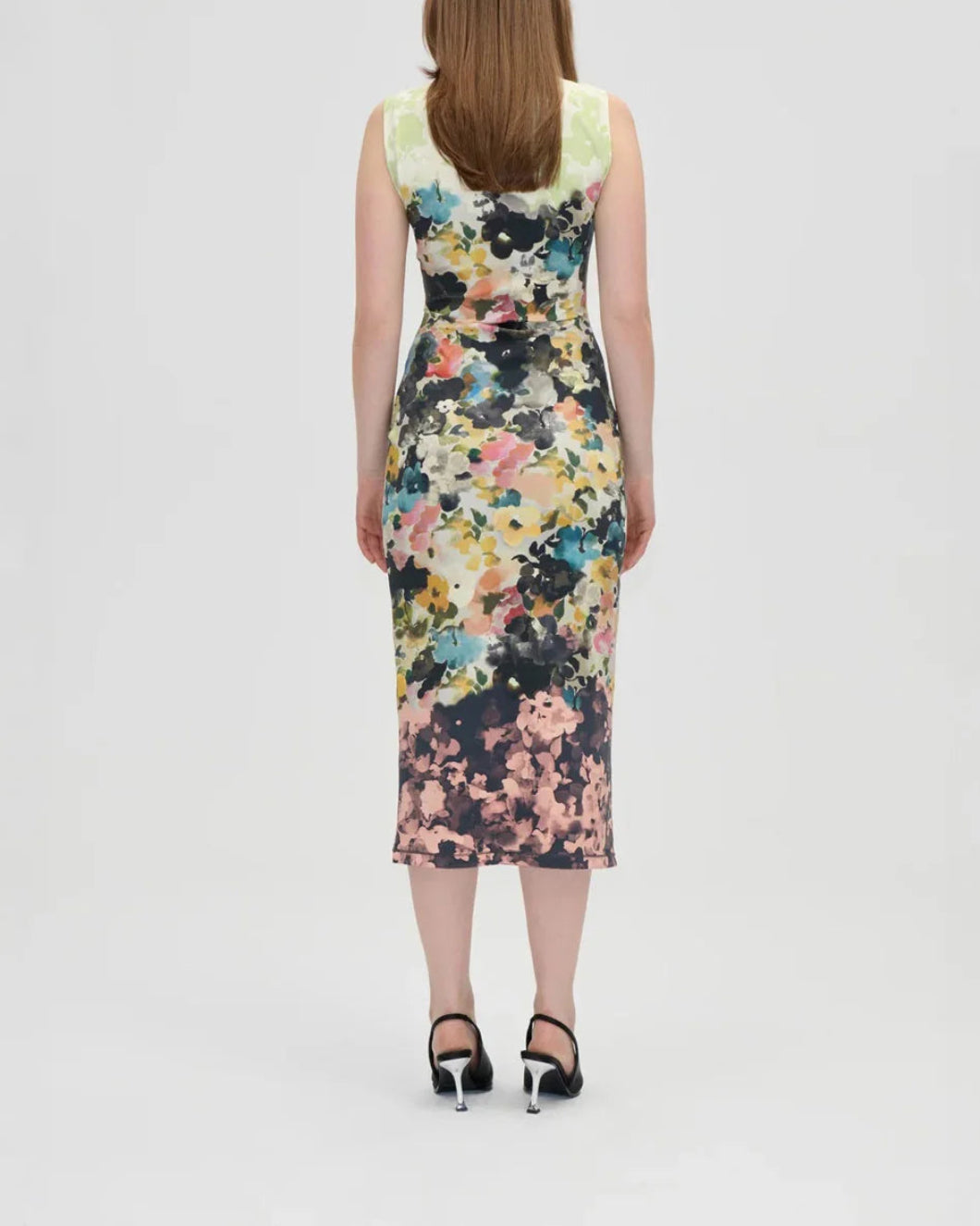 STINE GOYA Elastic Tank Crewneck Dress Echoes in Flowers on figure back
