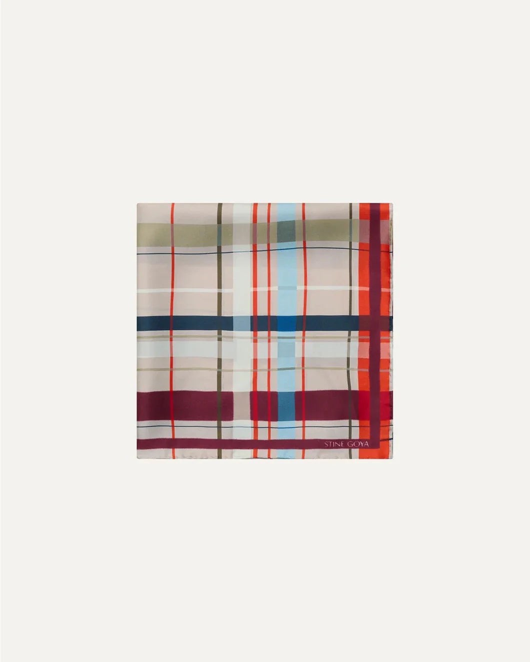 STINE GOYA Silk Scarf Scarlet Grid fold