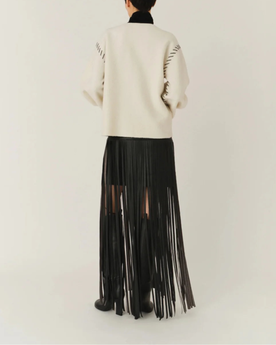 THE GARMENT brooklyn fringe skirt black on figure back