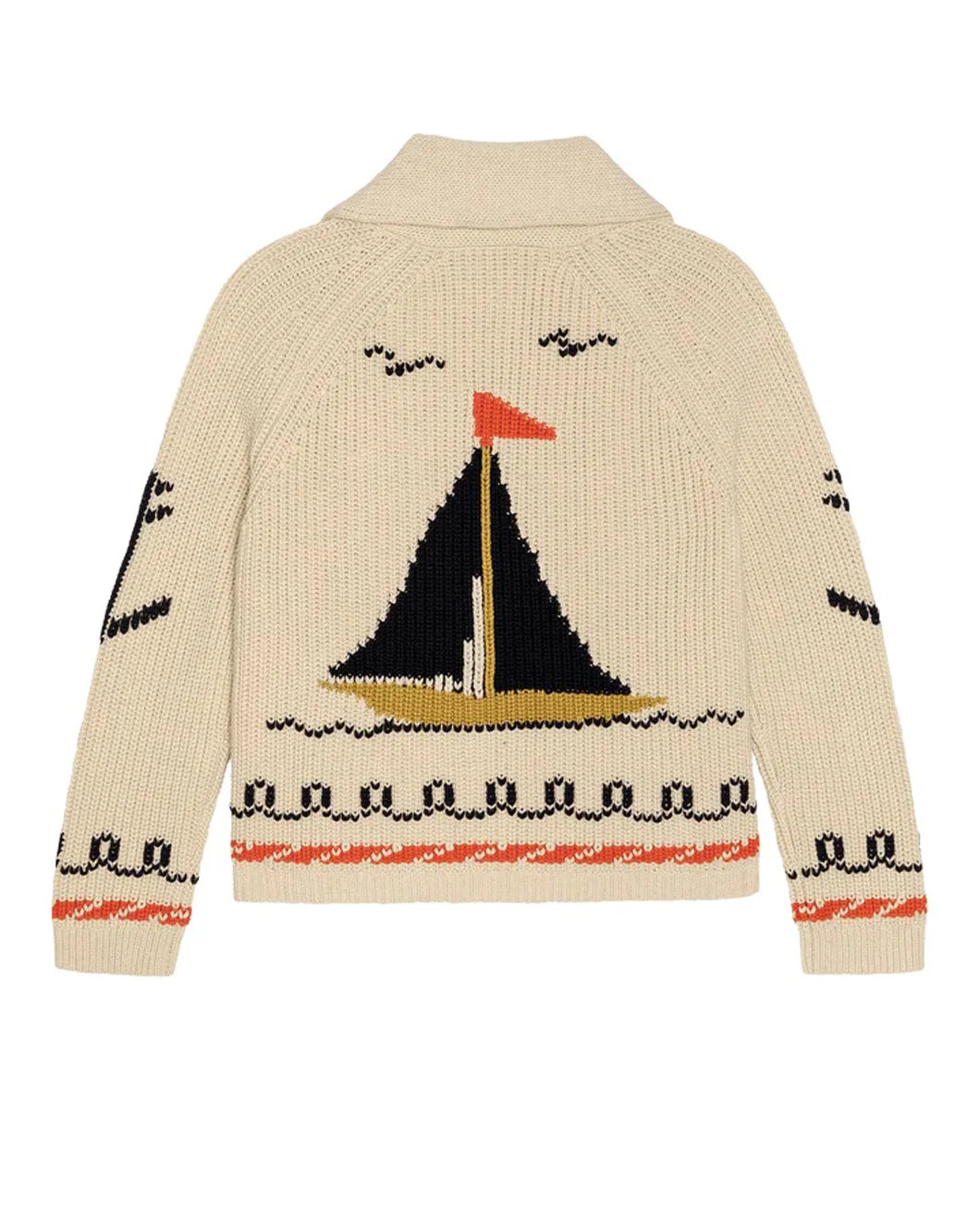 THE GREAT The Sailboat Lodge Cardigan Cream back