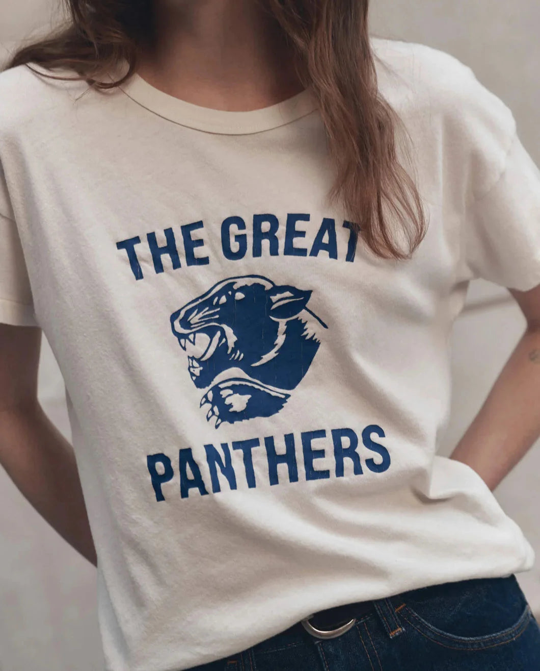 THE GREAT The Boxy Crew w/ Growling Panther Graphic on figure front detail