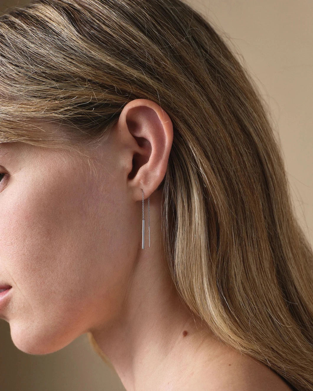 THEIR louise threader earring silver on figure