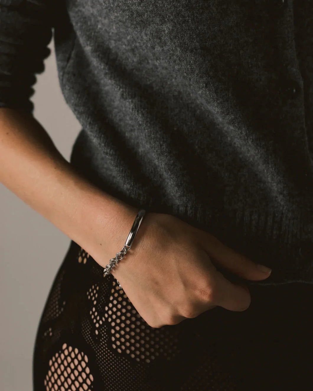THEIR noah solid link bracelet silver on figure