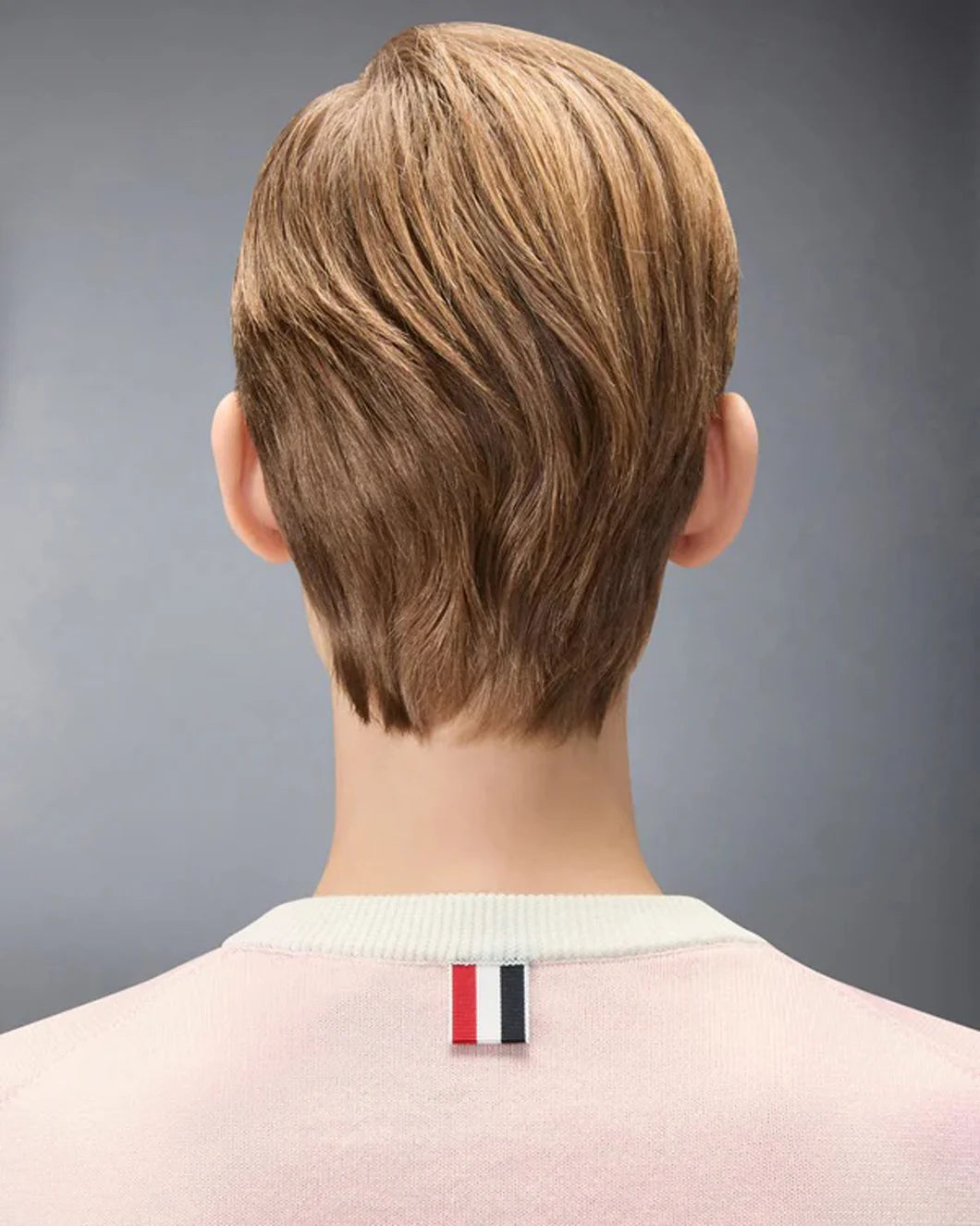 THOM BROWNE hector classic ss tee pink on figure back detail