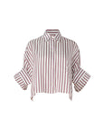 twp next ex shirt in striped silk voile white and brown