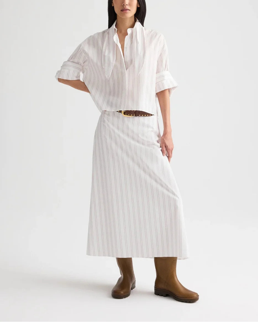 TWP the aline skirt white wine on figure front