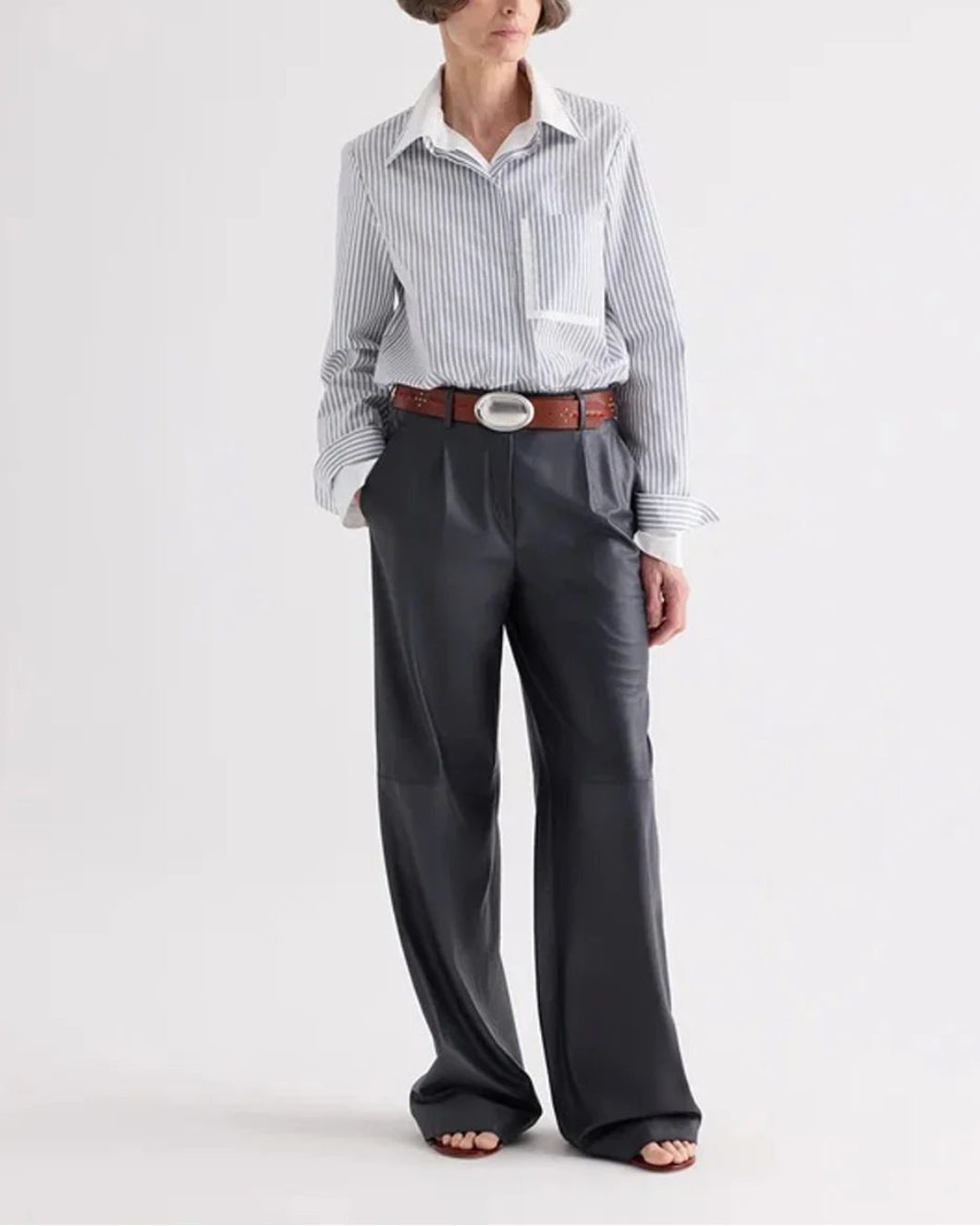 TWP Double Layer Boyfriend Shirt on figure front