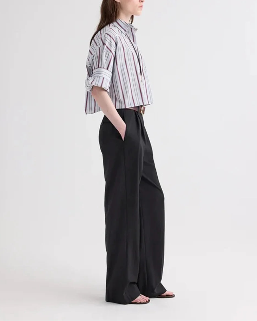 TWP Next Ex Shirt Light Grey Multi on figure side