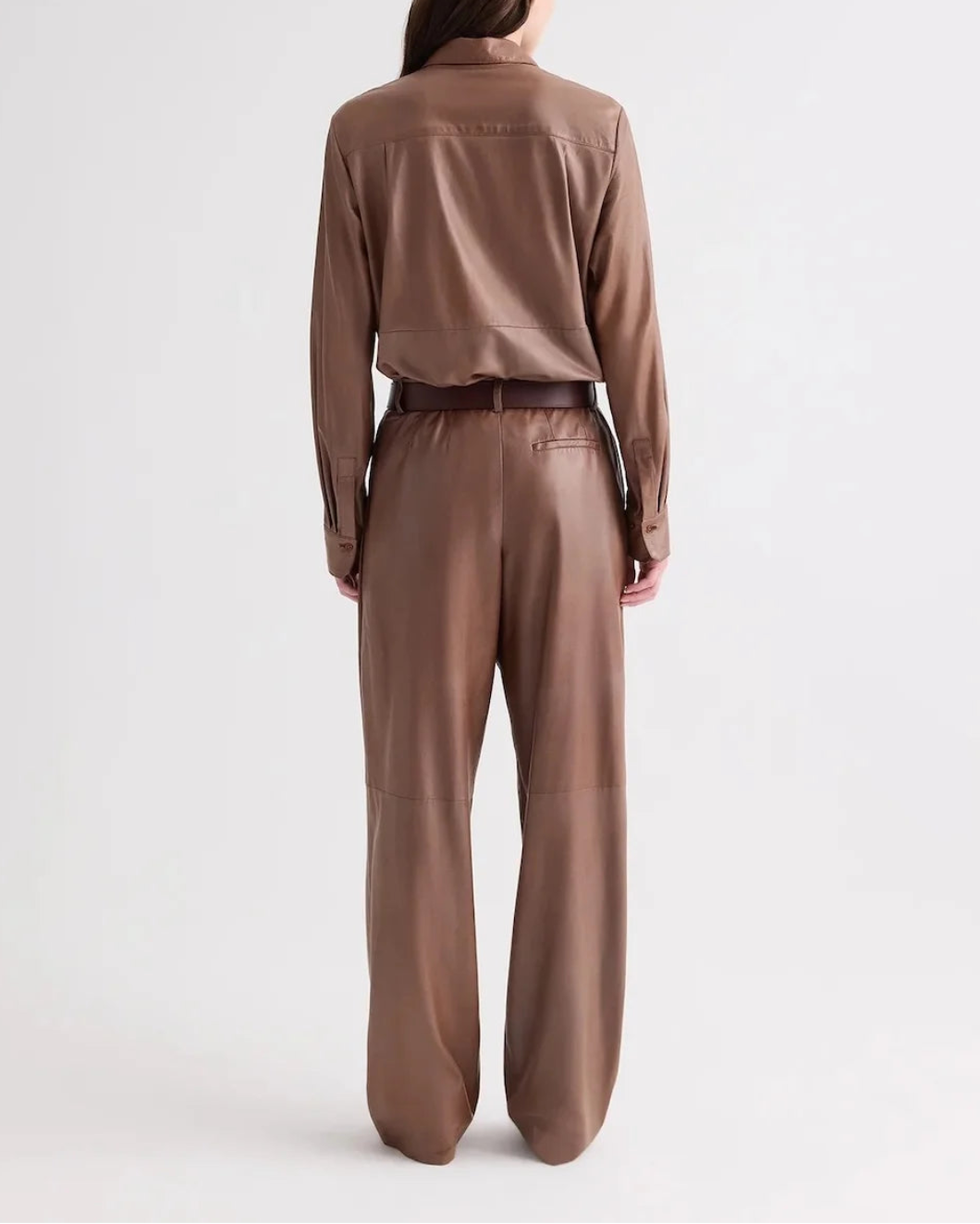 TWP cowboy update leather shirt brown on figure back