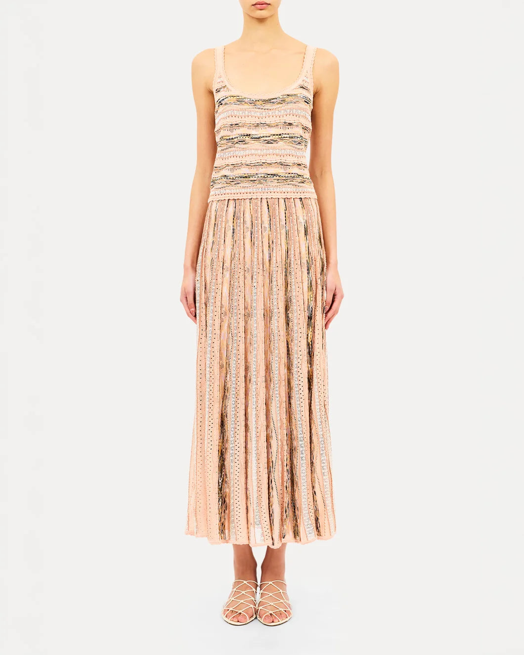 ULLA JOHNSON Alisa SS Knit Top hibiscus on figure front